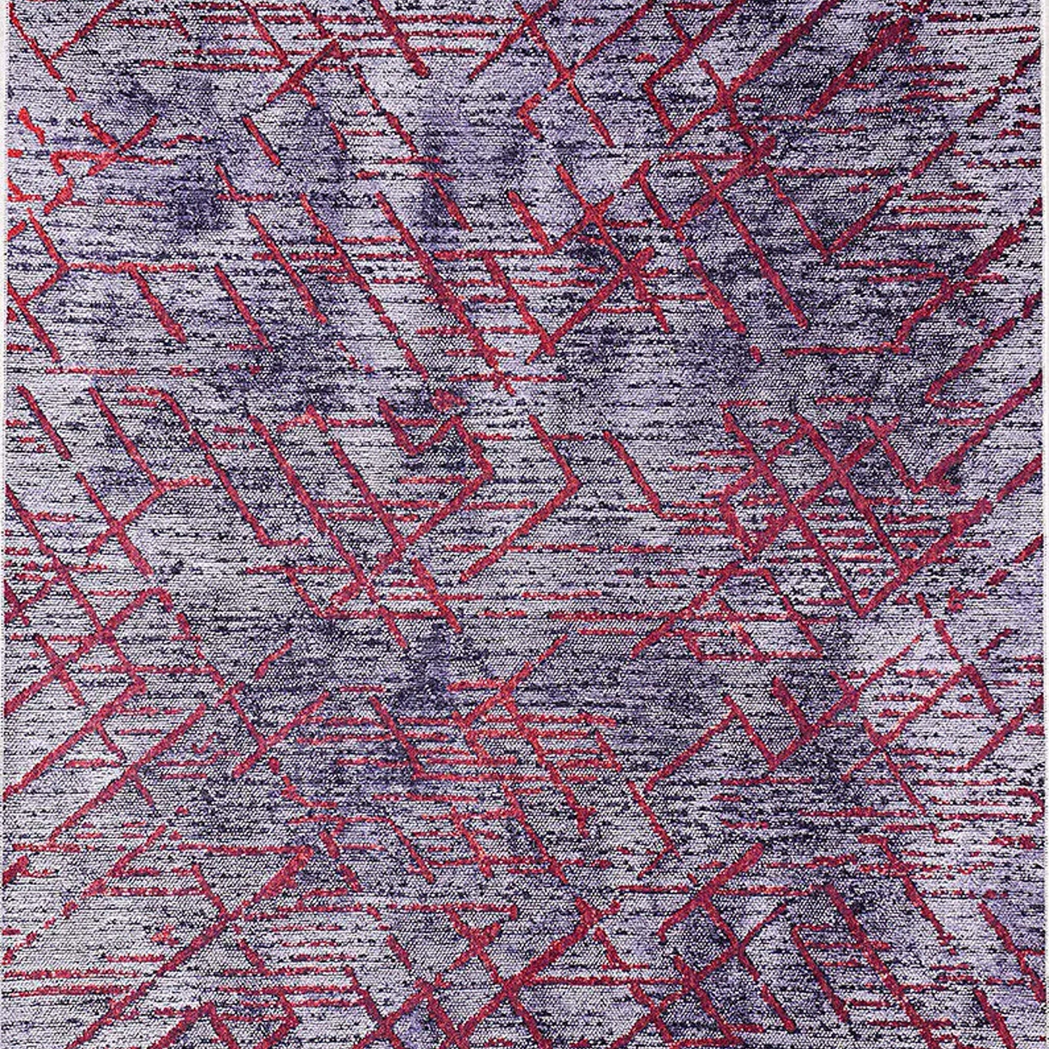 Yaz Distressed Navy Blue Red Rug