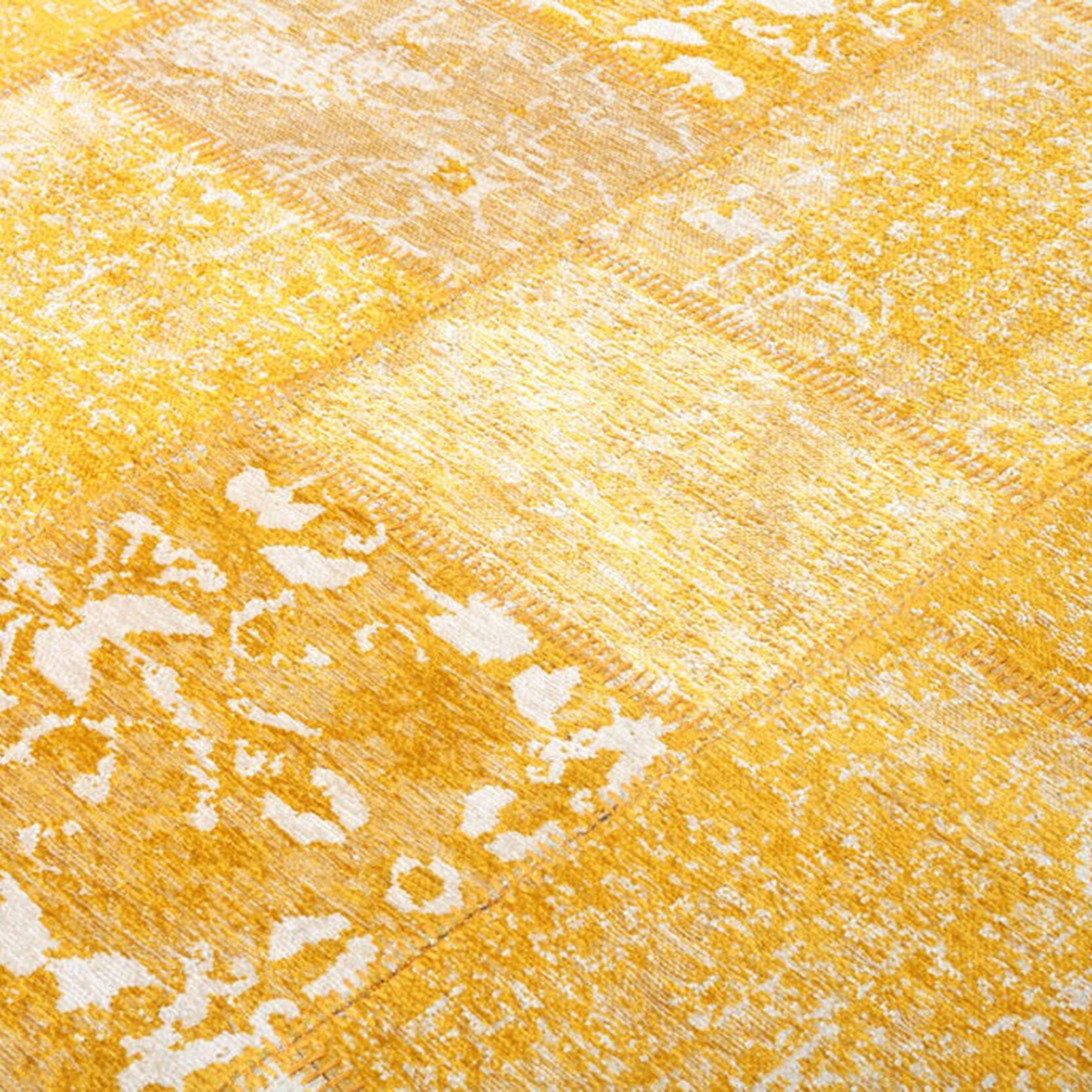Ersilia Yellow Distressed Patchwork Vintage Rug