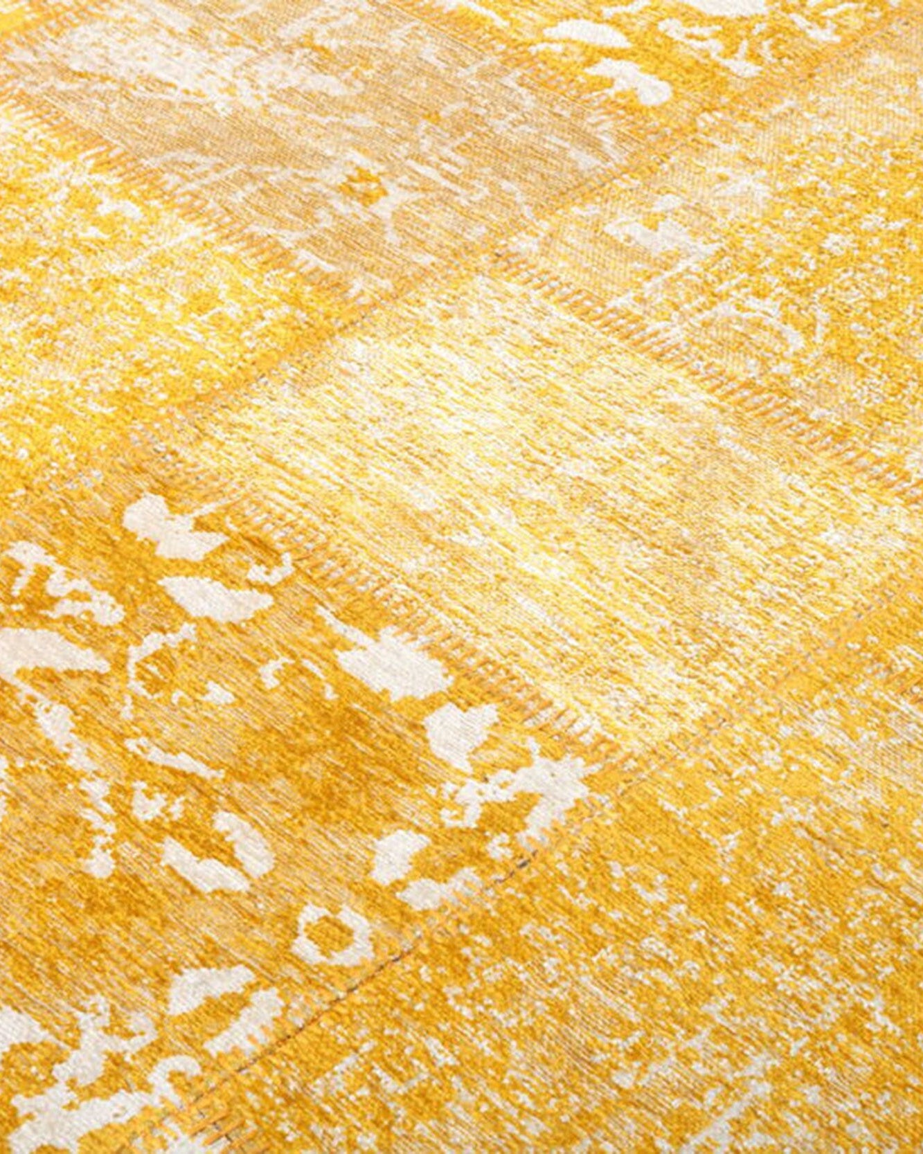 Ersilia Yellow Distressed Patchwork Vintage Rug