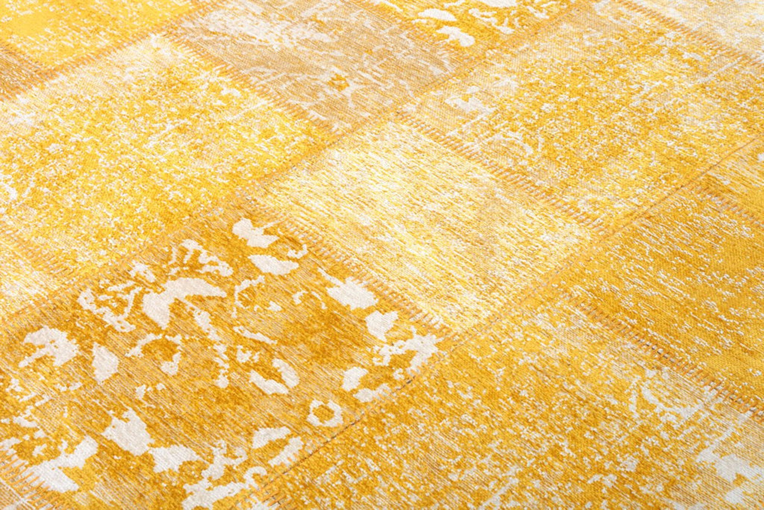 Ersilia Yellow Distressed Patchwork Vintage Rug