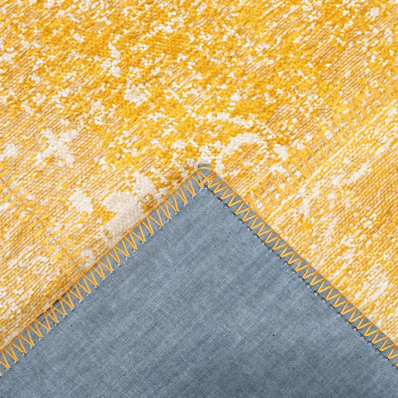 Ersilia Yellow Distressed Patchwork Vintage Rug