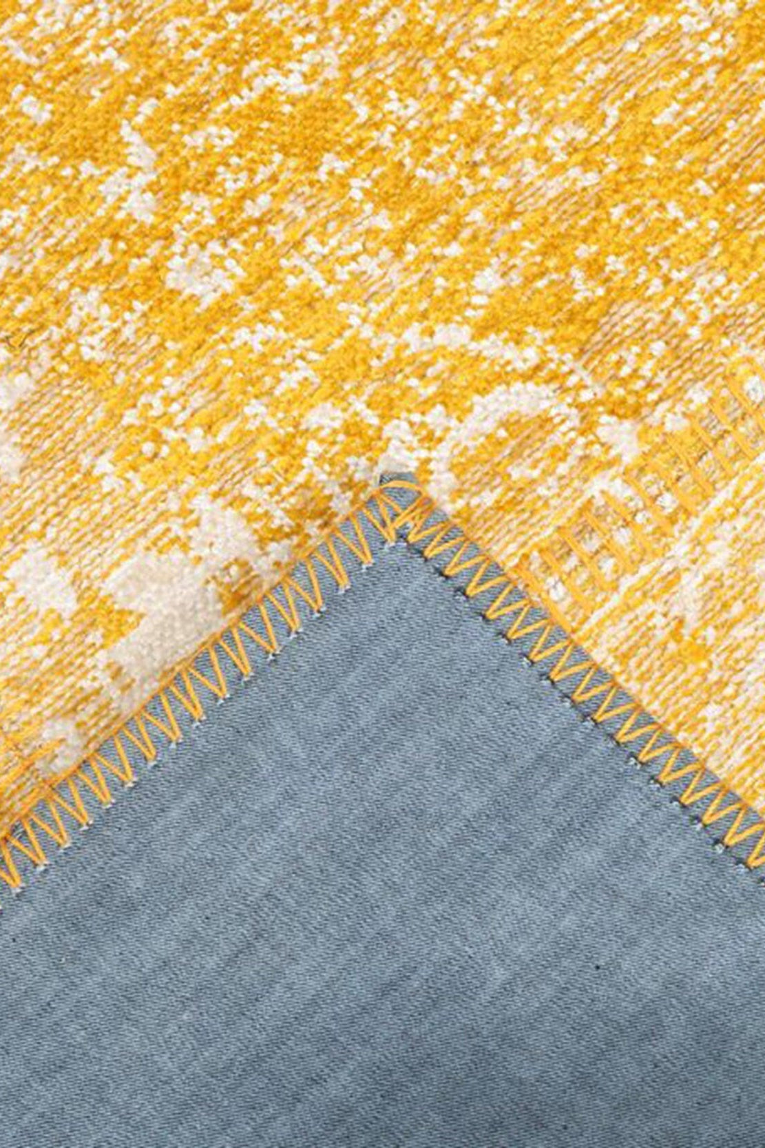 Ersilia Yellow Distressed Patchwork Vintage Rug