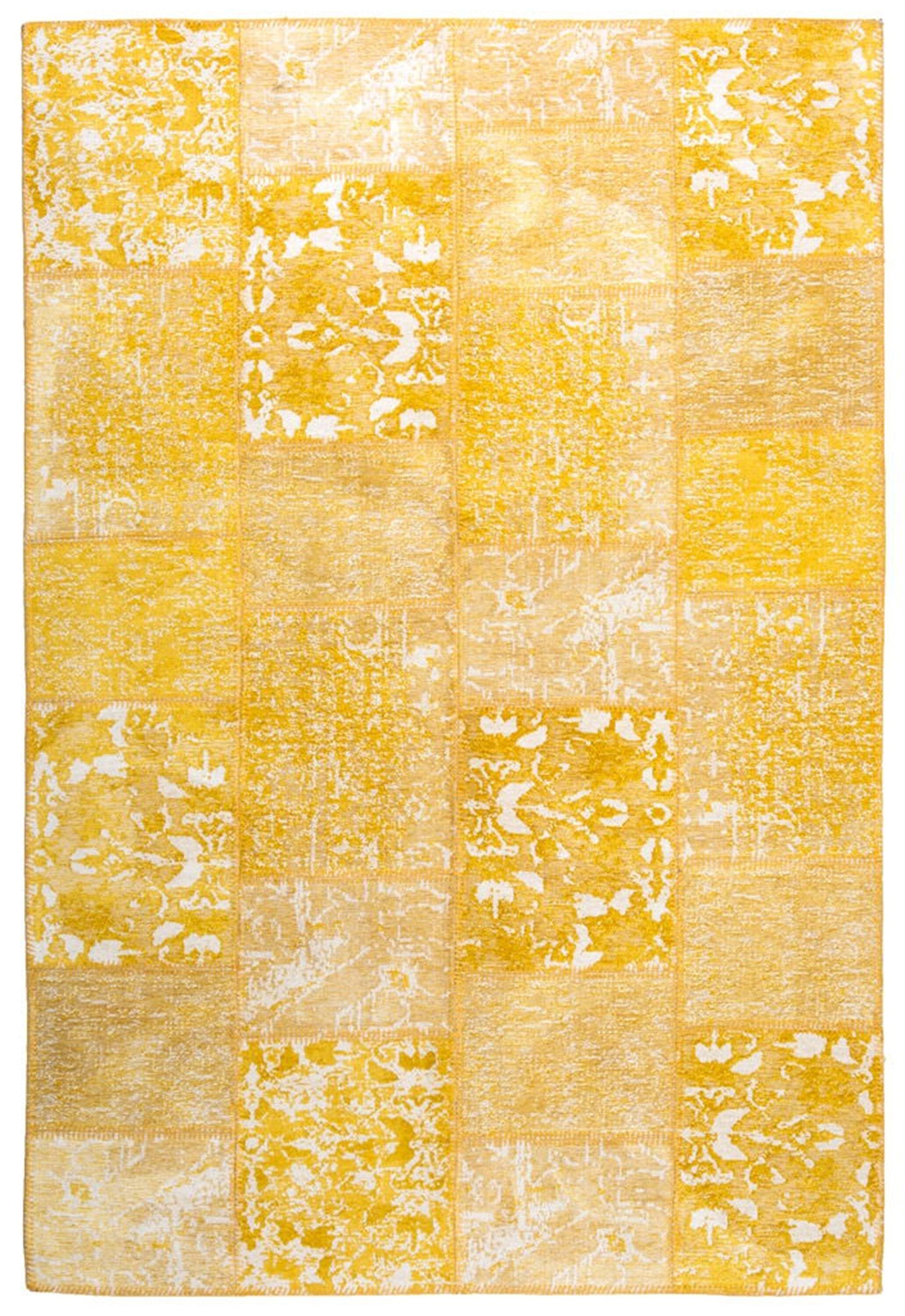 Ersilia Yellow Distressed Patchwork Vintage Rug