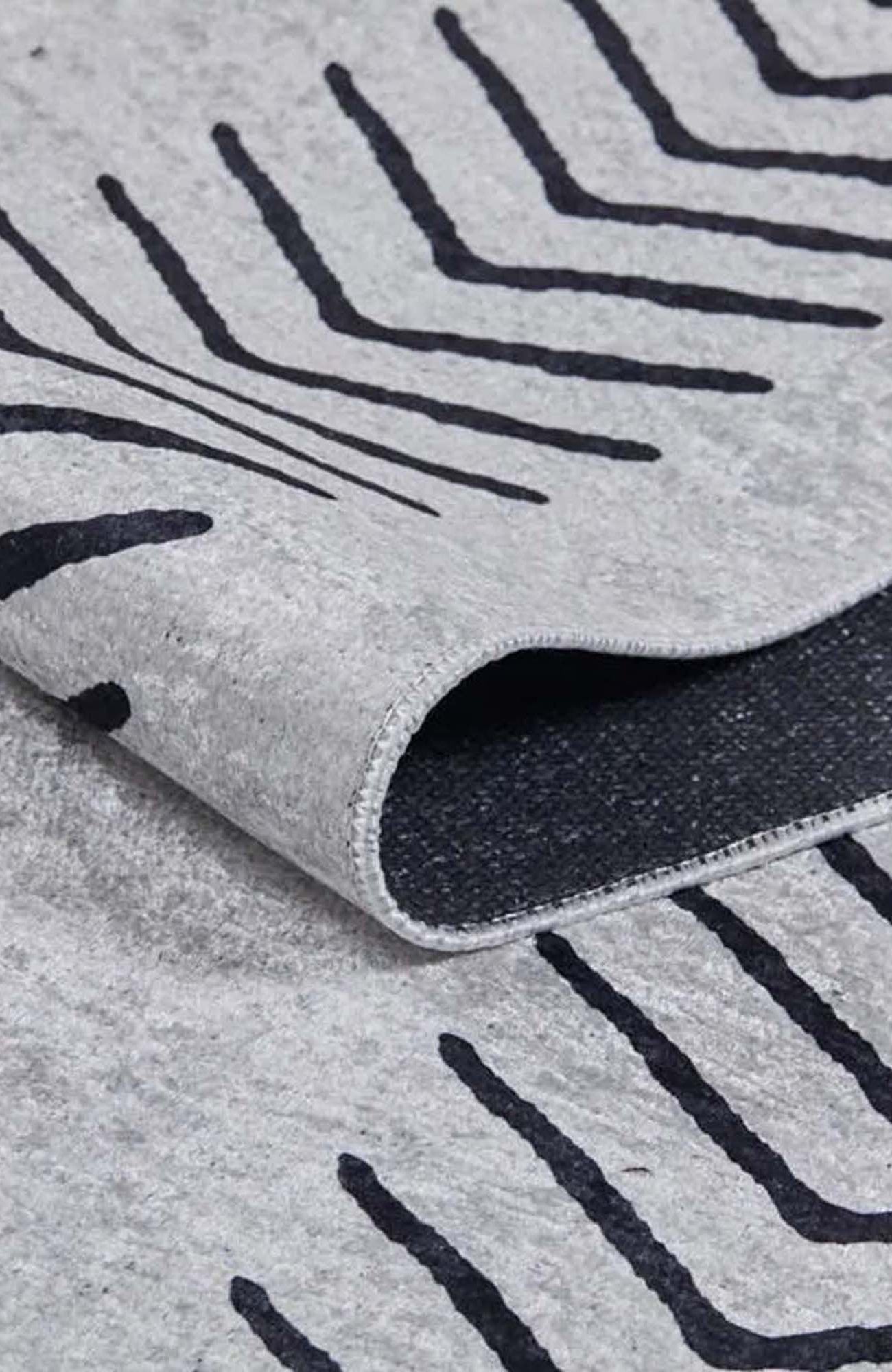 Zagra Moroccan White Black Rug