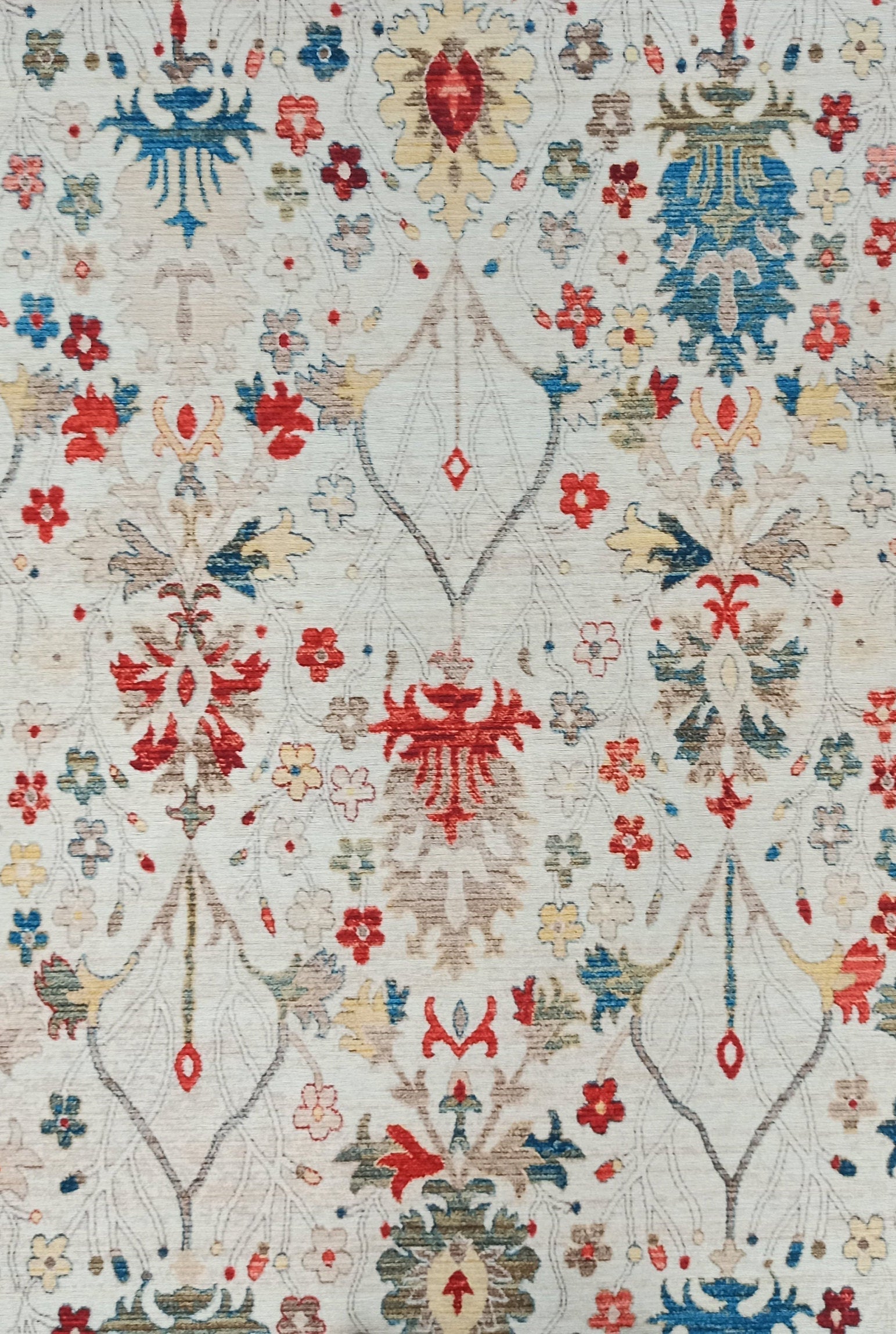 Zanan Rug Turkish Beige Ivory Vintage Colorful Pattern Rug