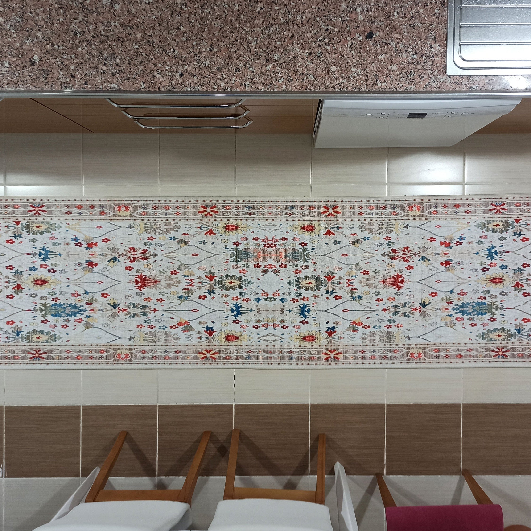 Zanan Rug Turkish Beige Ivory Vintage Colorful Pattern Rug