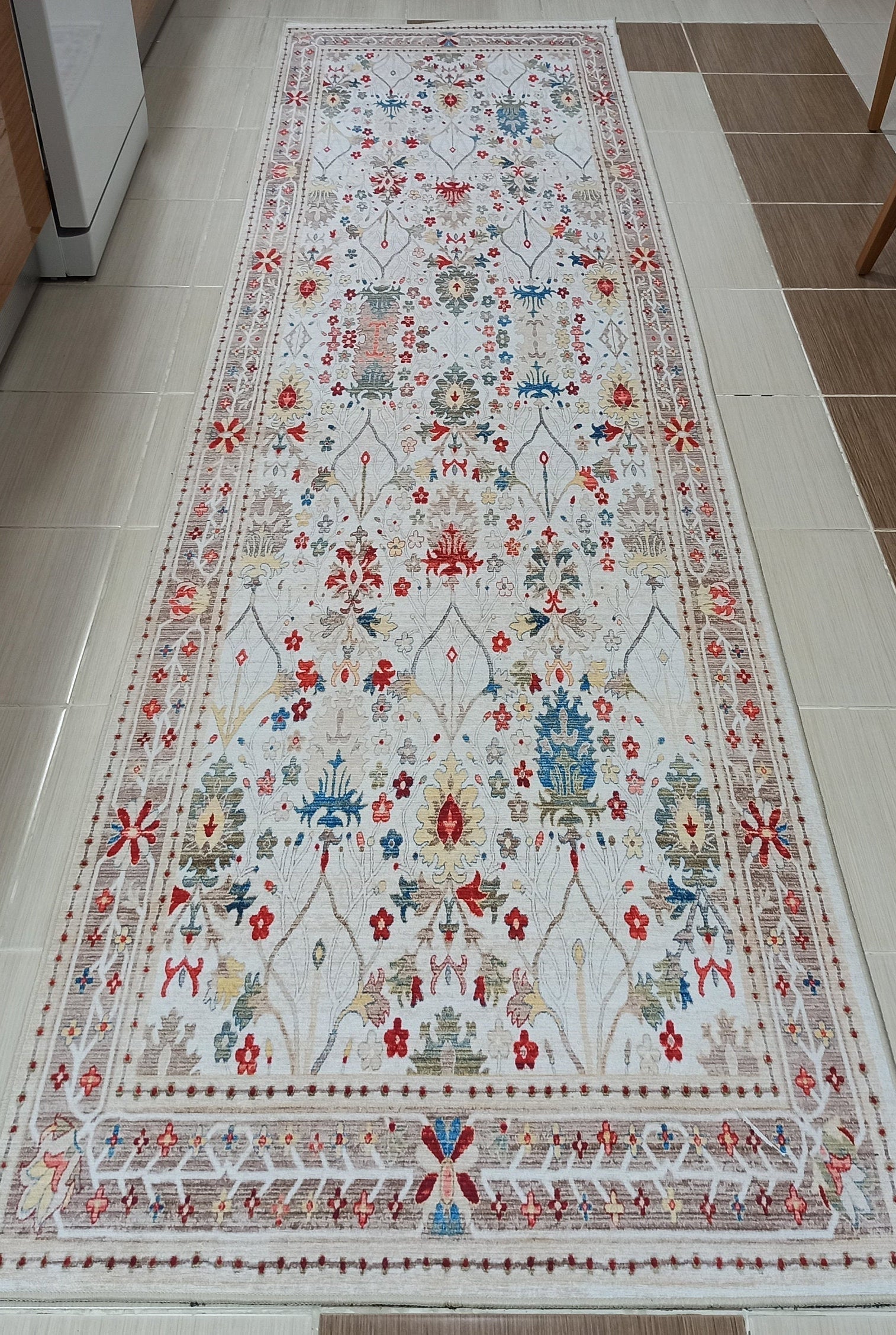 Zanan Rug Turkish Beige Ivory Vintage Colorful Pattern Rug
