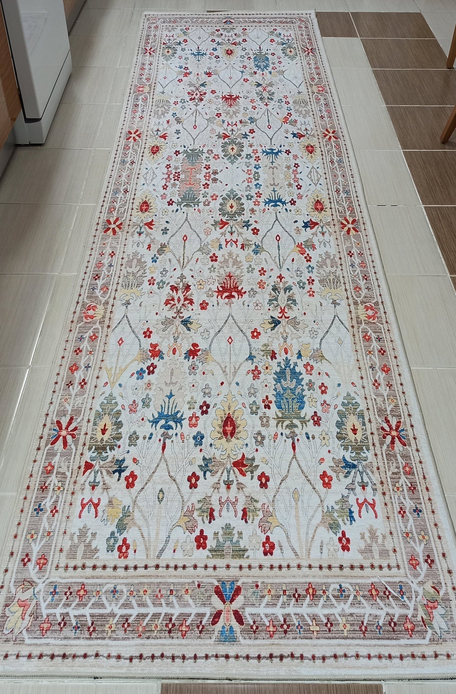 Zanan Rug Turkish Beige Ivory Vintage Colorful Pattern Rug