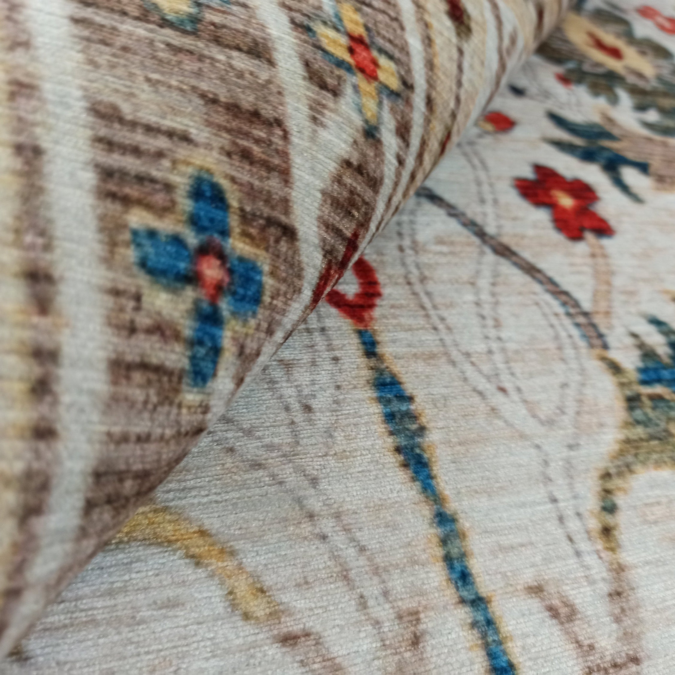 Zanan Rug Turkish Beige Ivory Vintage Colorful Pattern Rug