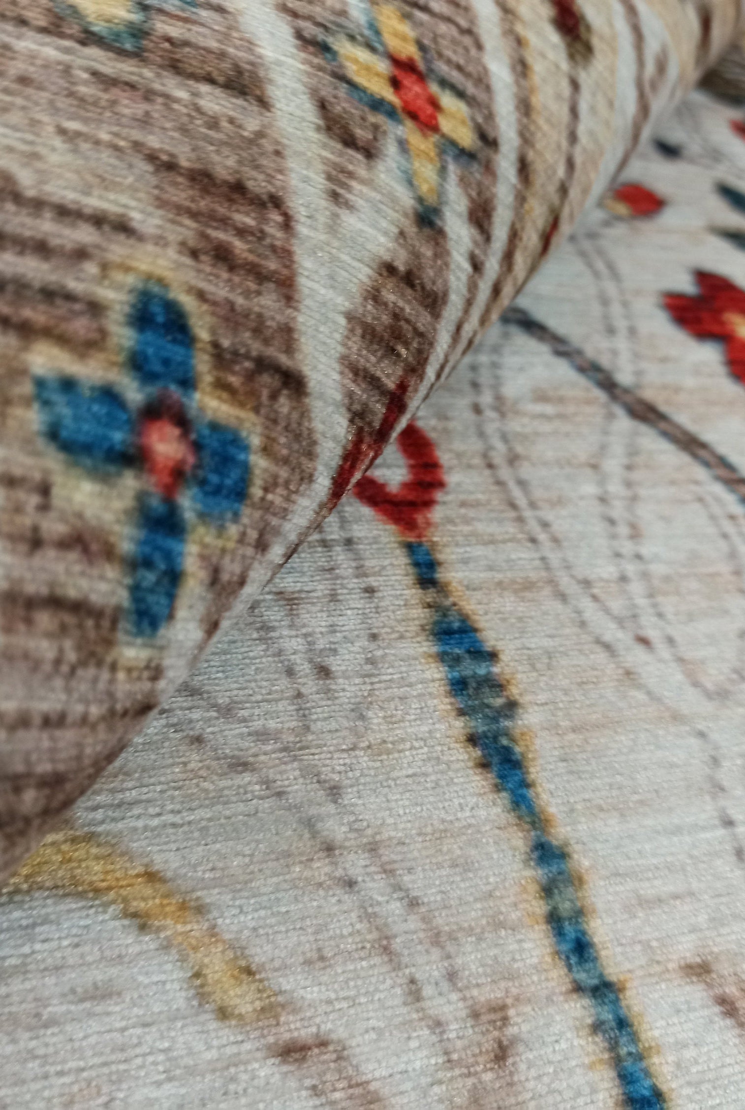 Zanan Rug Turkish Beige Ivory Vintage Colorful Pattern Rug