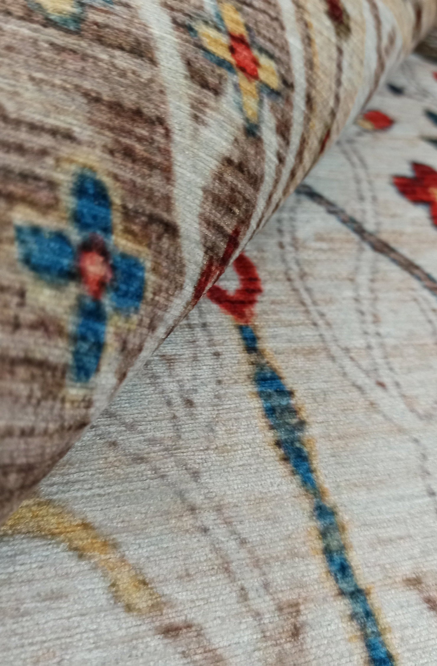 Zanan Rug Turkish Beige Ivory Vintage Colorful Pattern Rug