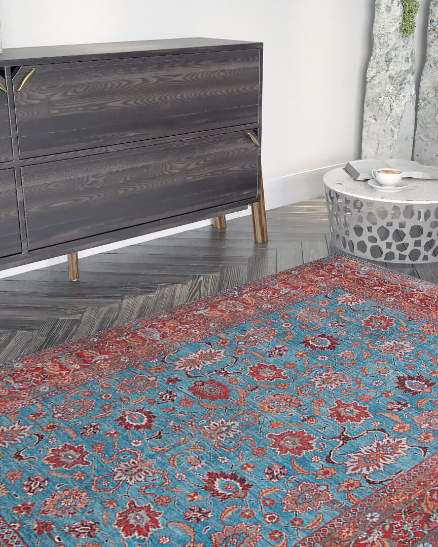 Zara Rug Persian Teal Red Rug Floral Rug