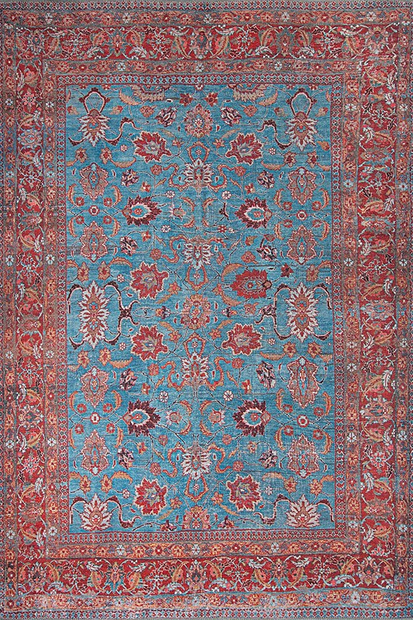 Zara Rug Persian Teal Red Rug Floral Rug