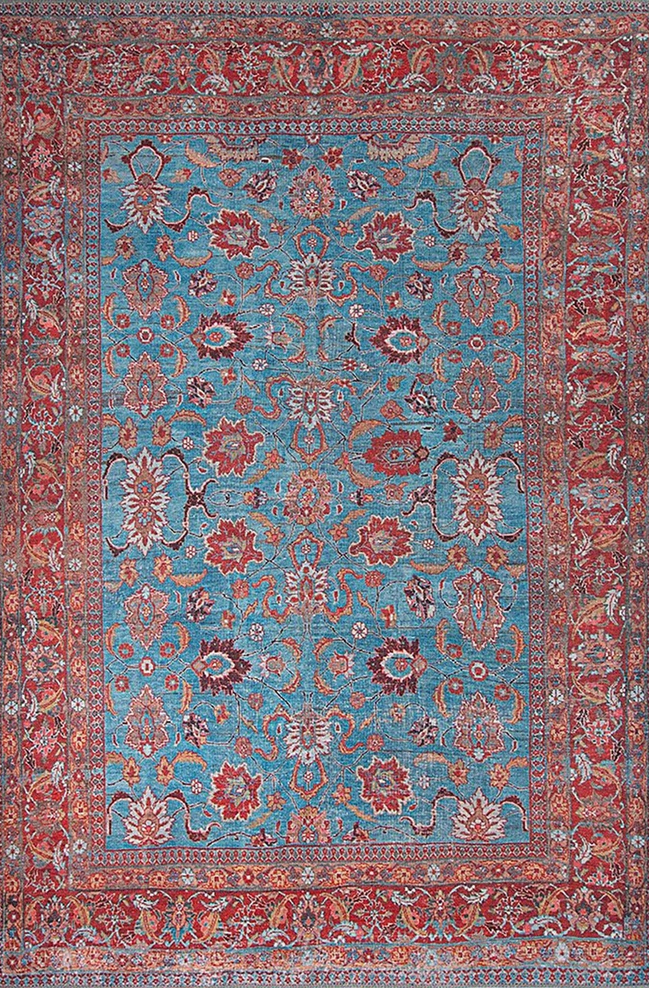 Zara Rug Persian Teal Red Rug Floral Rug