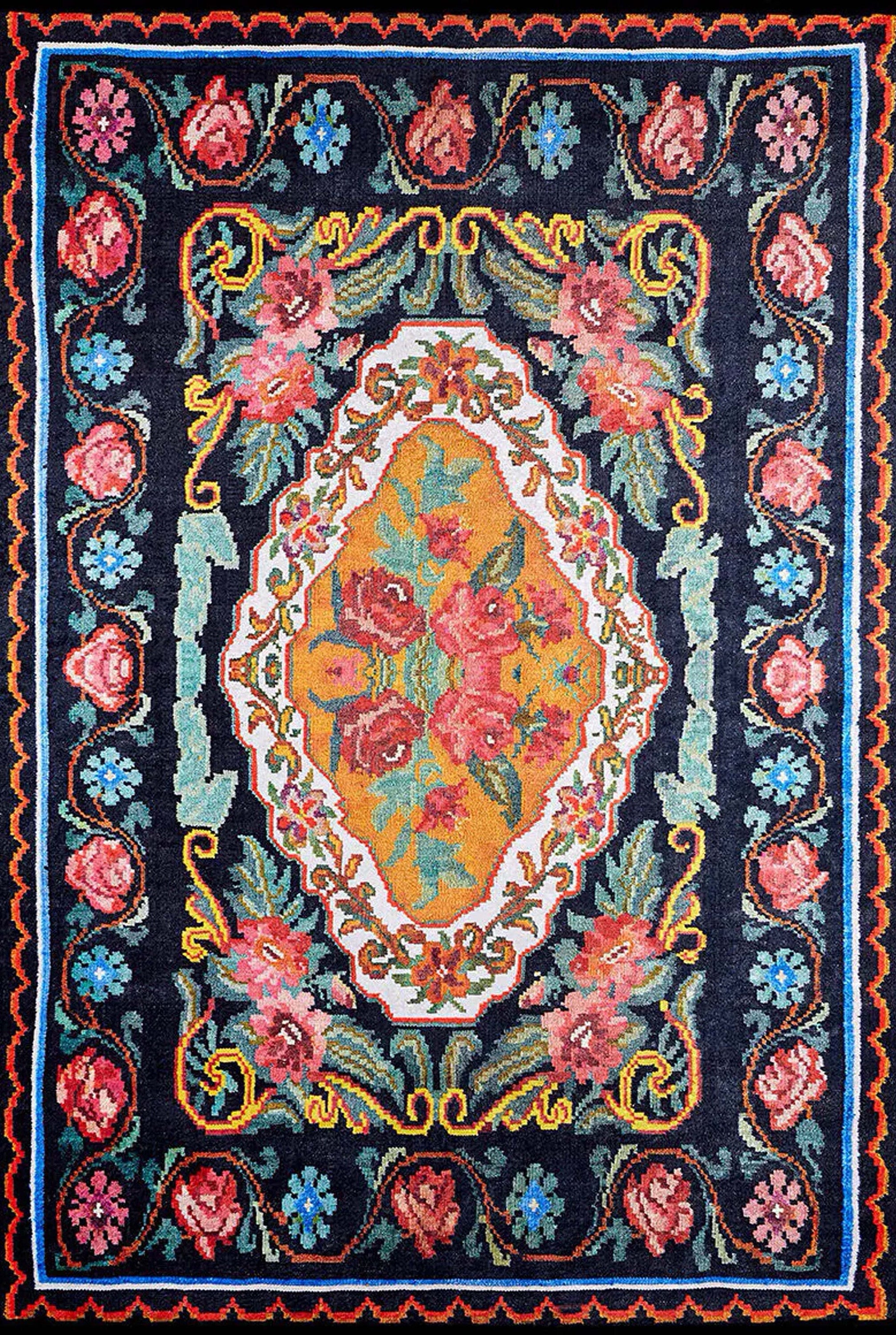 Zarka Turkish Colorful Karabagh Rug