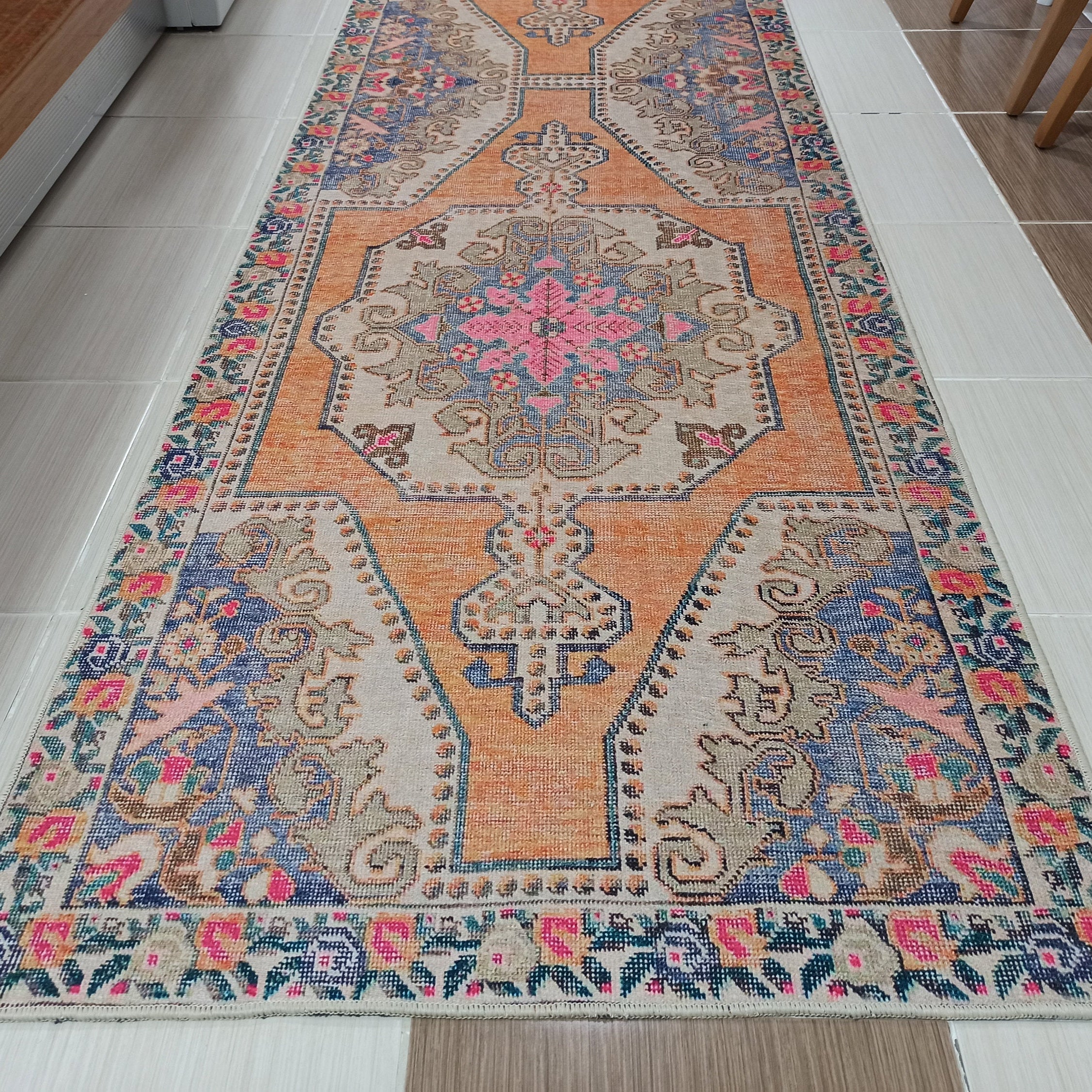 Zaya Bohemian Turkish Orange Beige Runner
