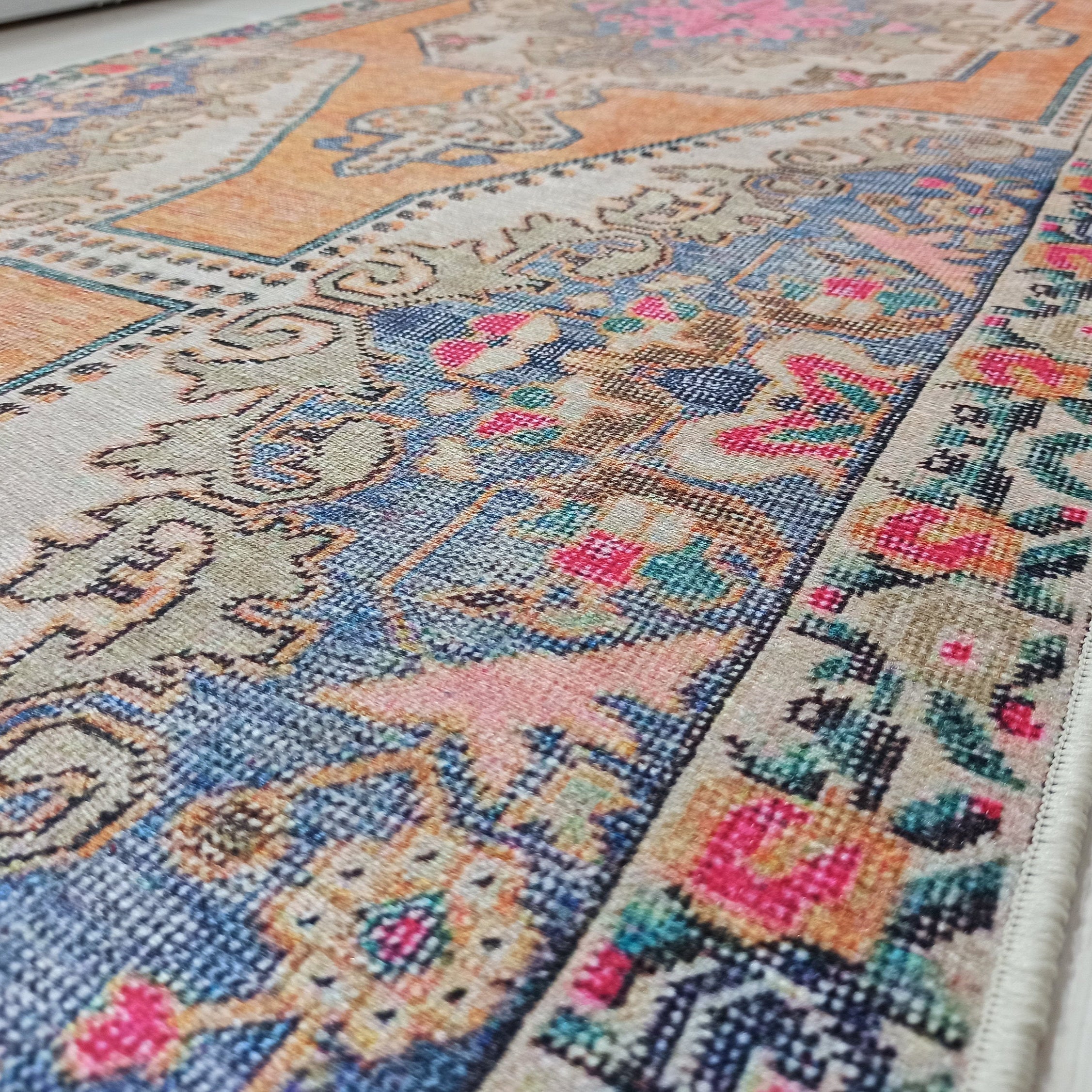 Zaya Bohemian Turkish Orange Beige Runner