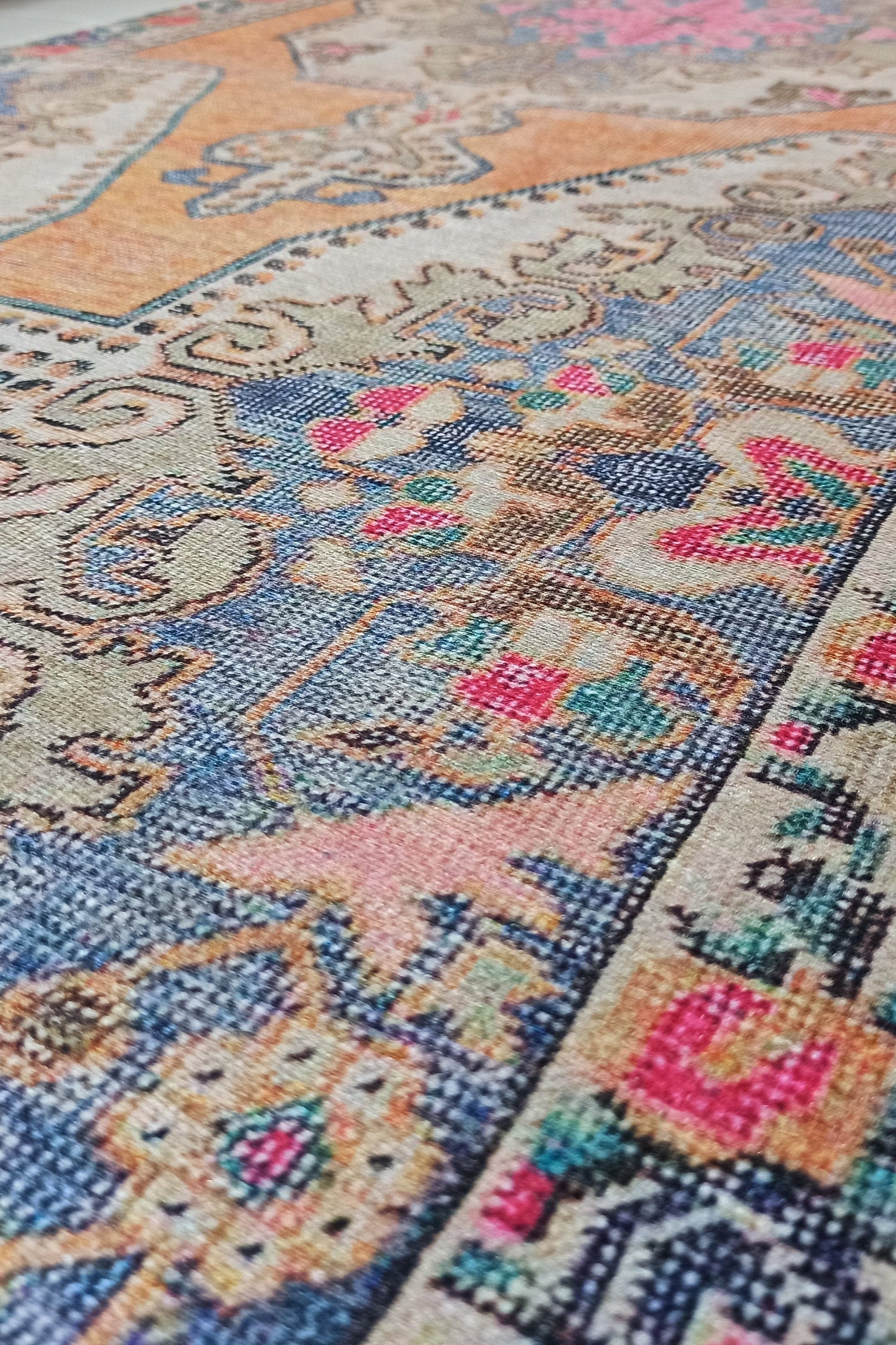 Zaya Bohemian Turkish Orange Beige Runner