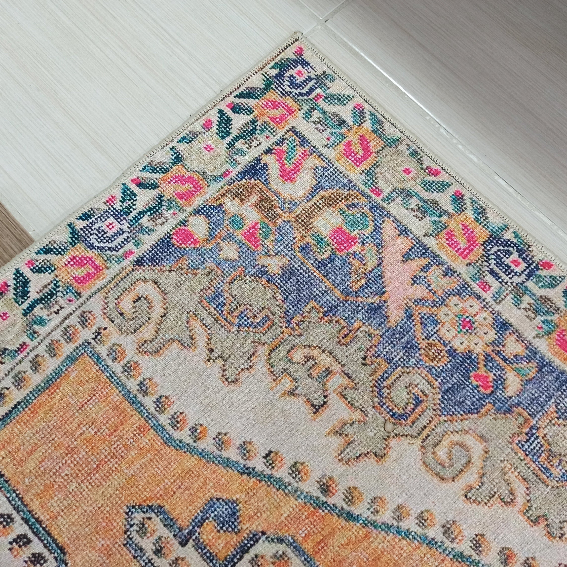 Zaya Bohemian Turkish Orange Beige Runner