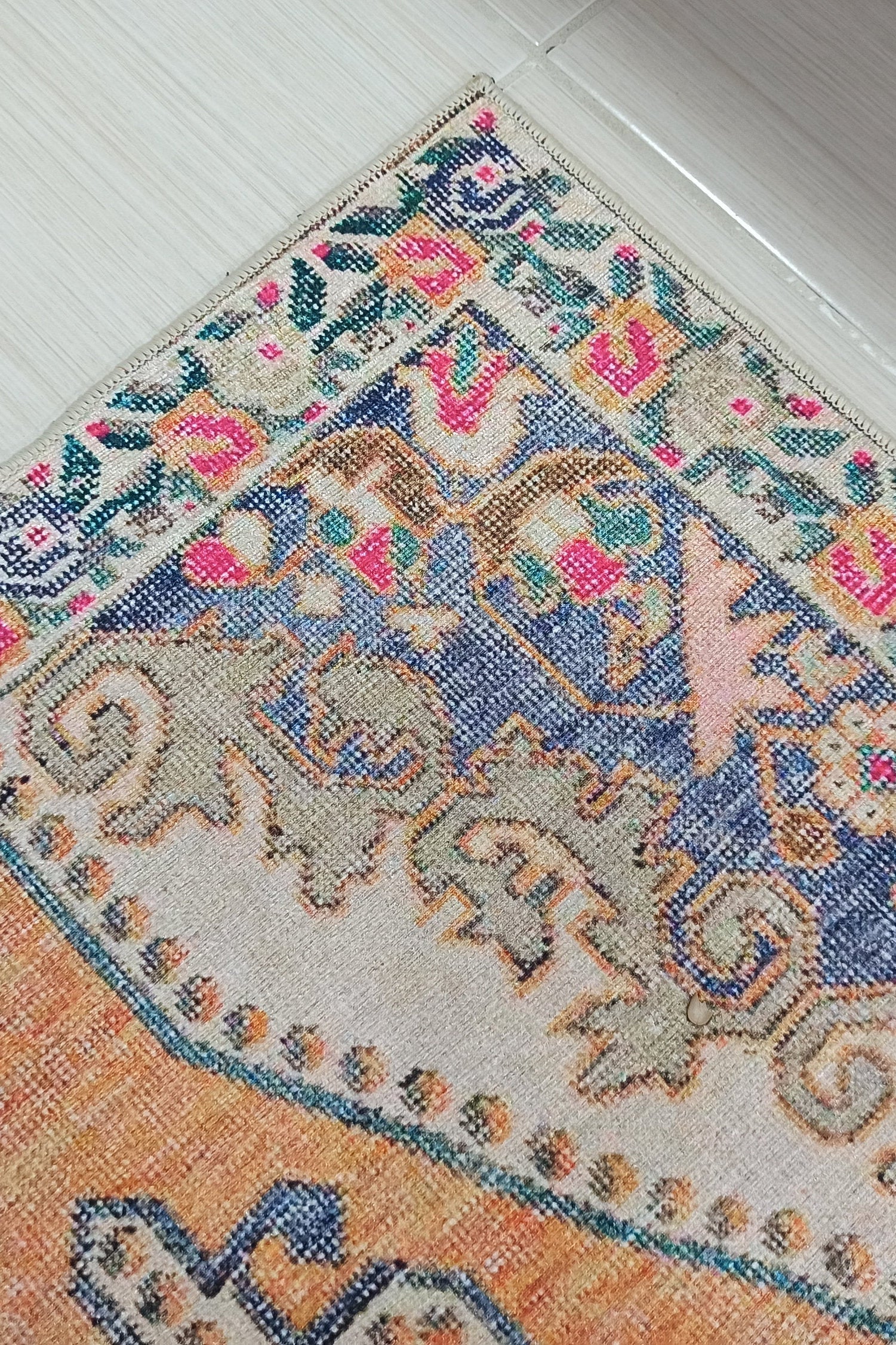 Zaya Bohemian Turkish Orange Beige Runner