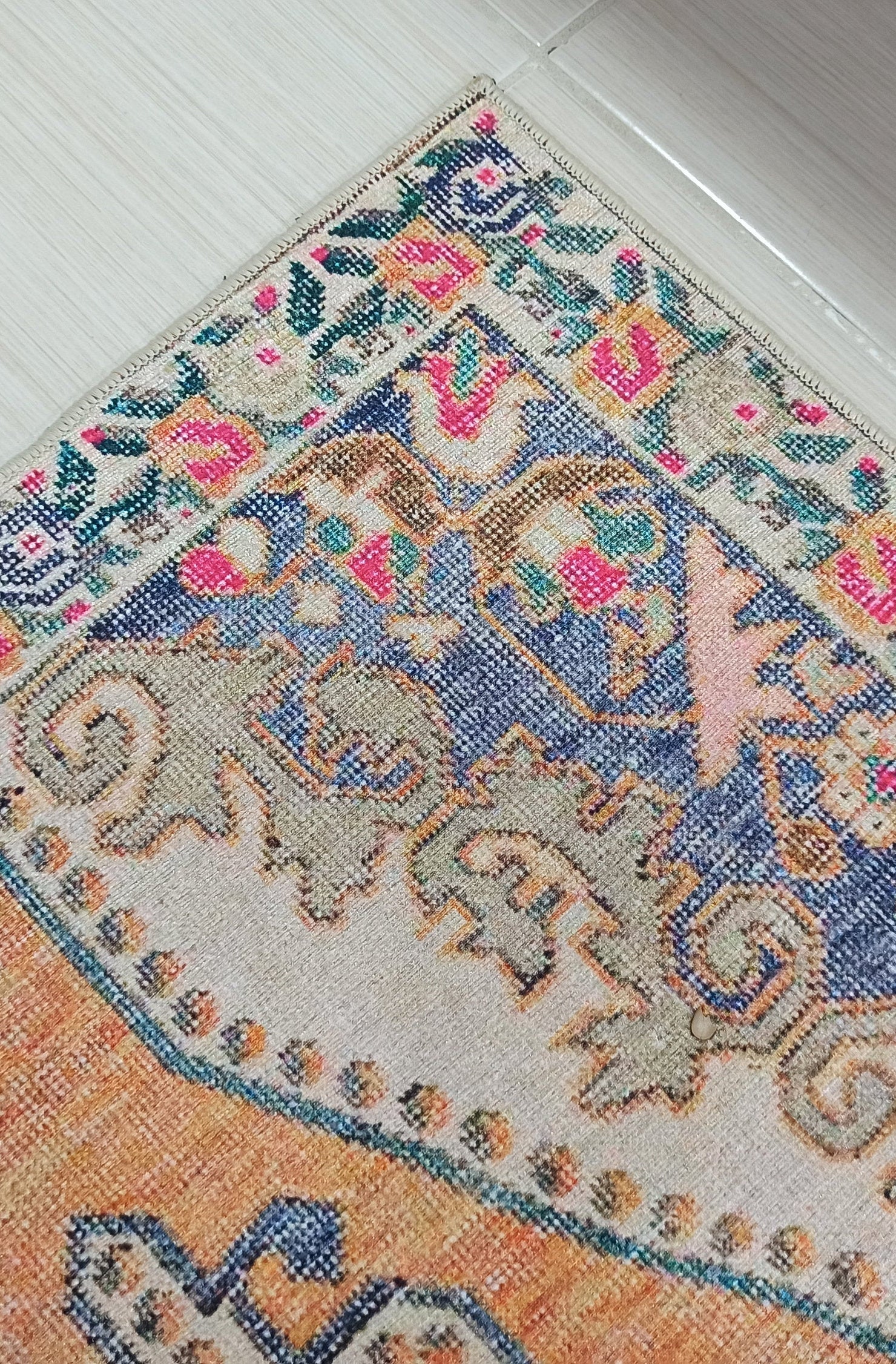 Zaya Bohemian Turkish Orange Beige Runner