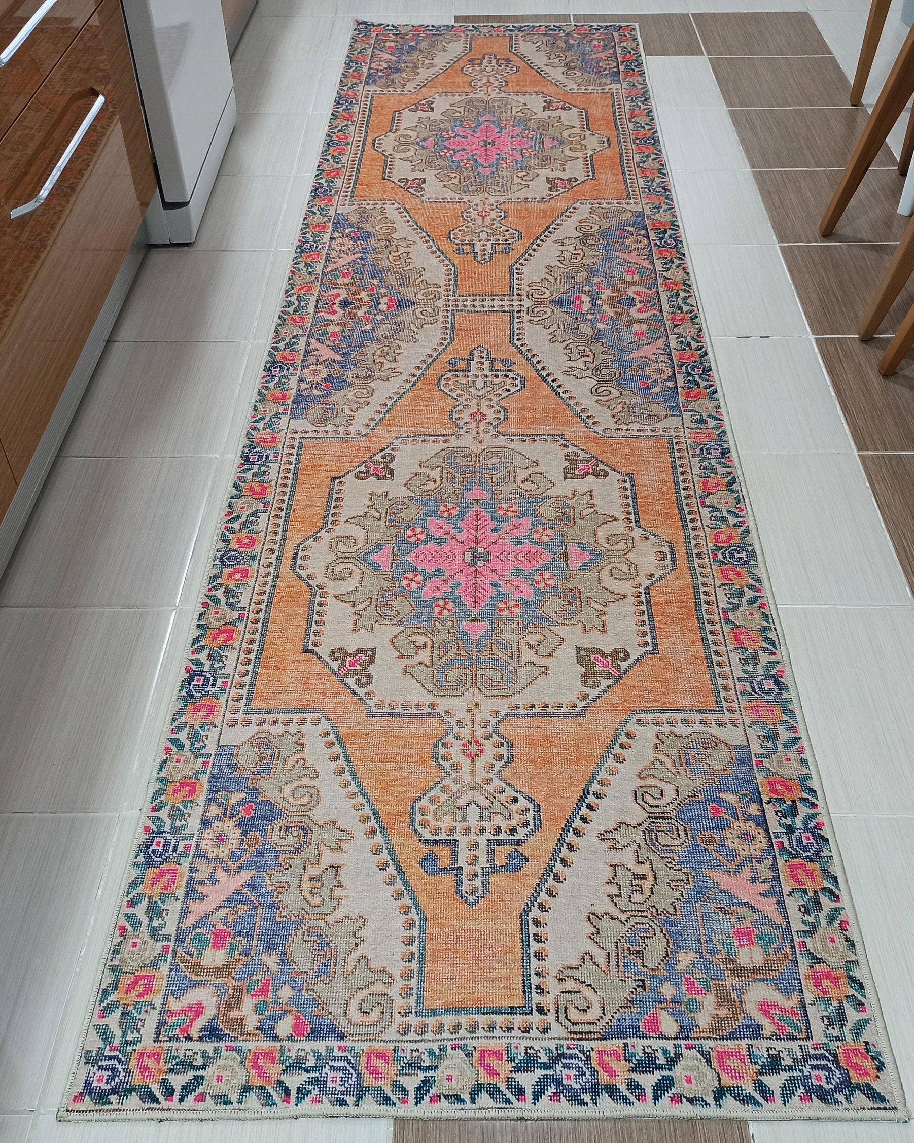 Zaya Bohemian Turkish Orange Beige Runner