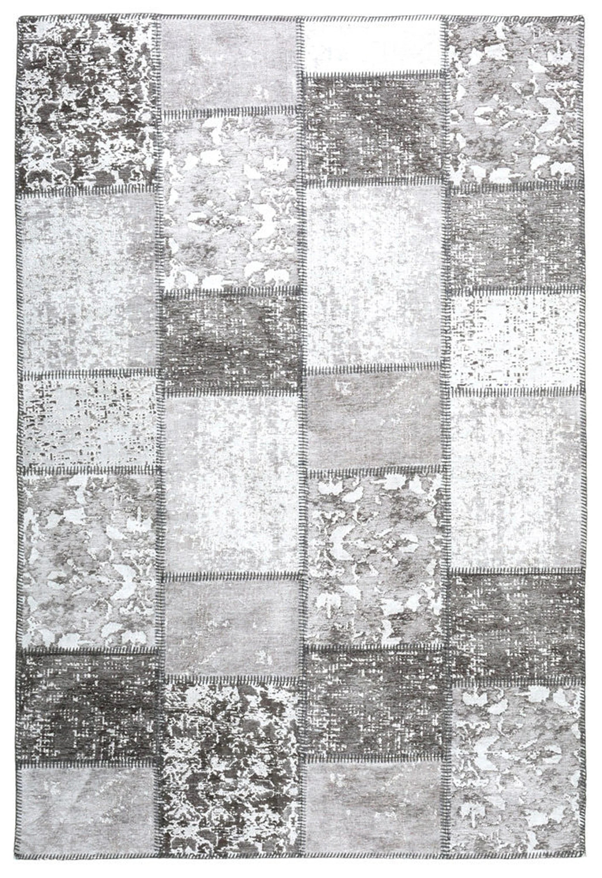 Zella Distressed Patchwork Turkish Light Gray Rug