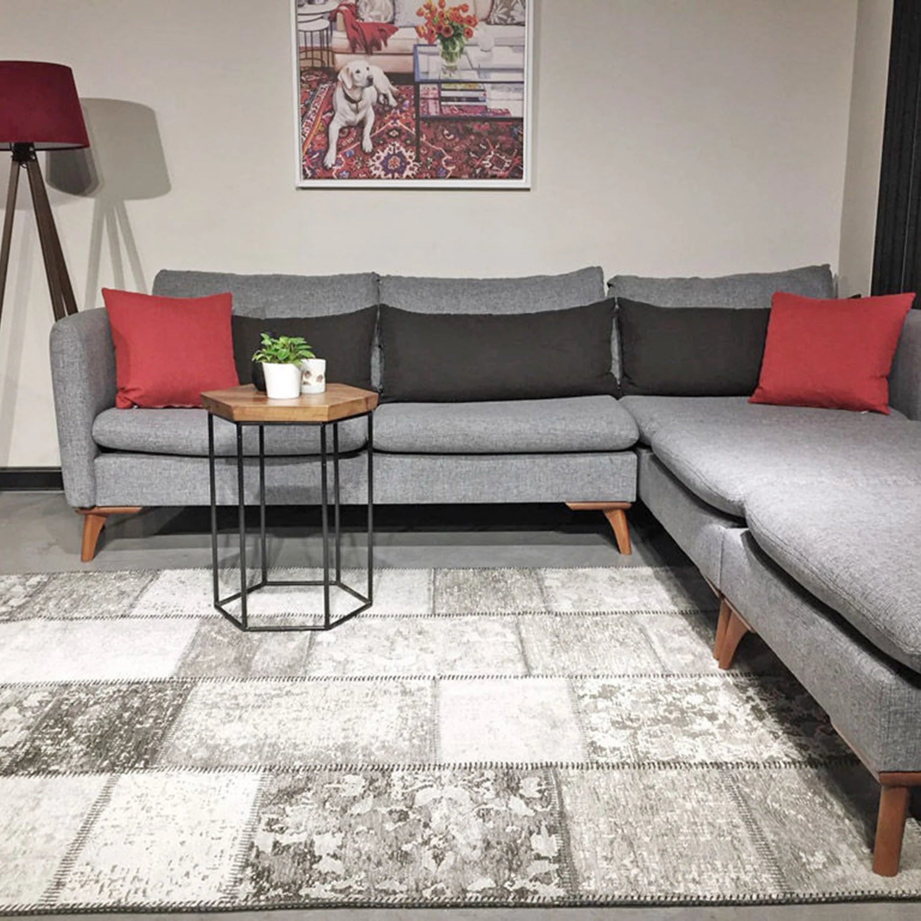 Zella Distressed Patchwork Turkish Light Gray Rug