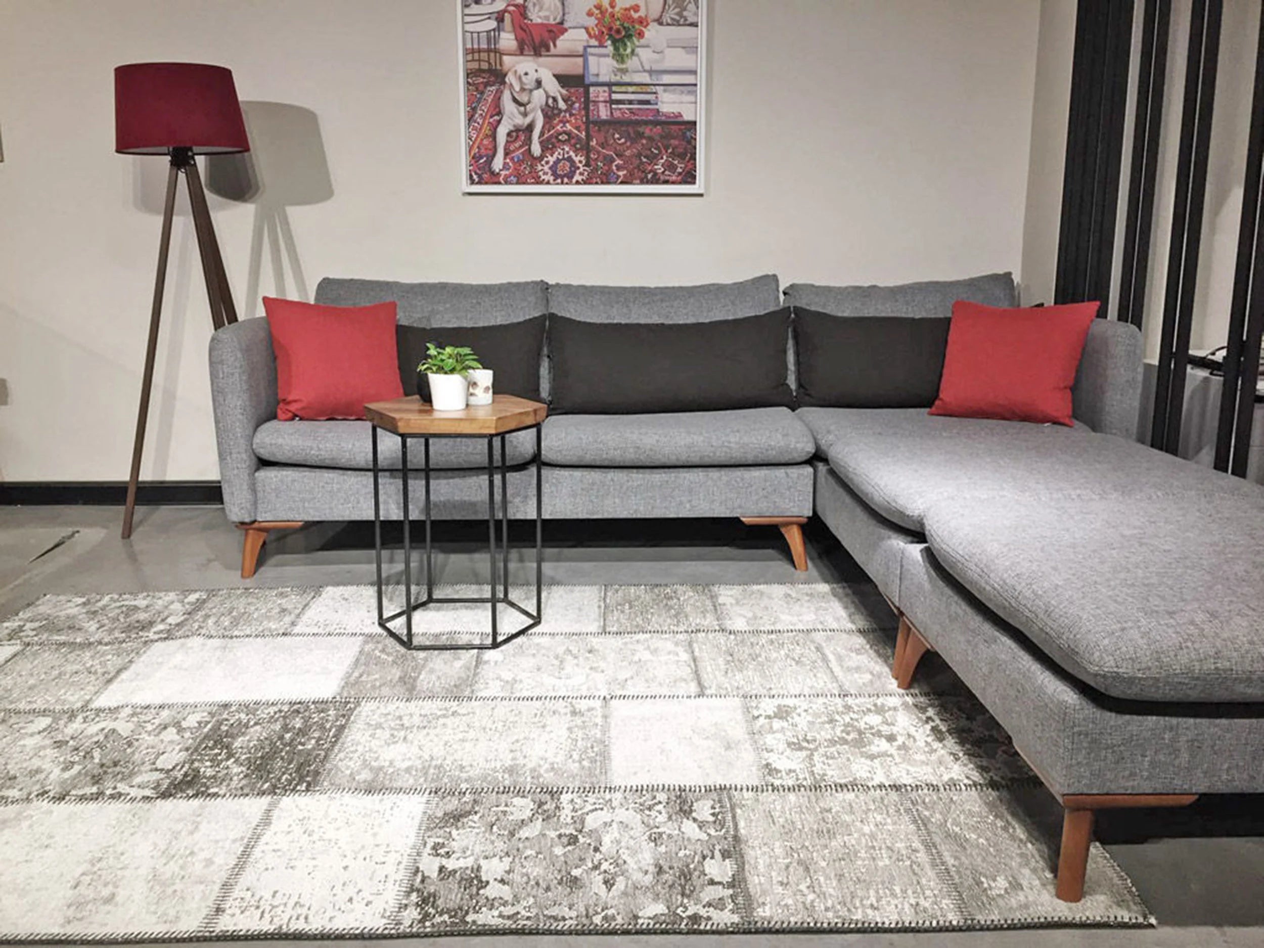 Zella Distressed Patchwork Turkish Light Gray Rug