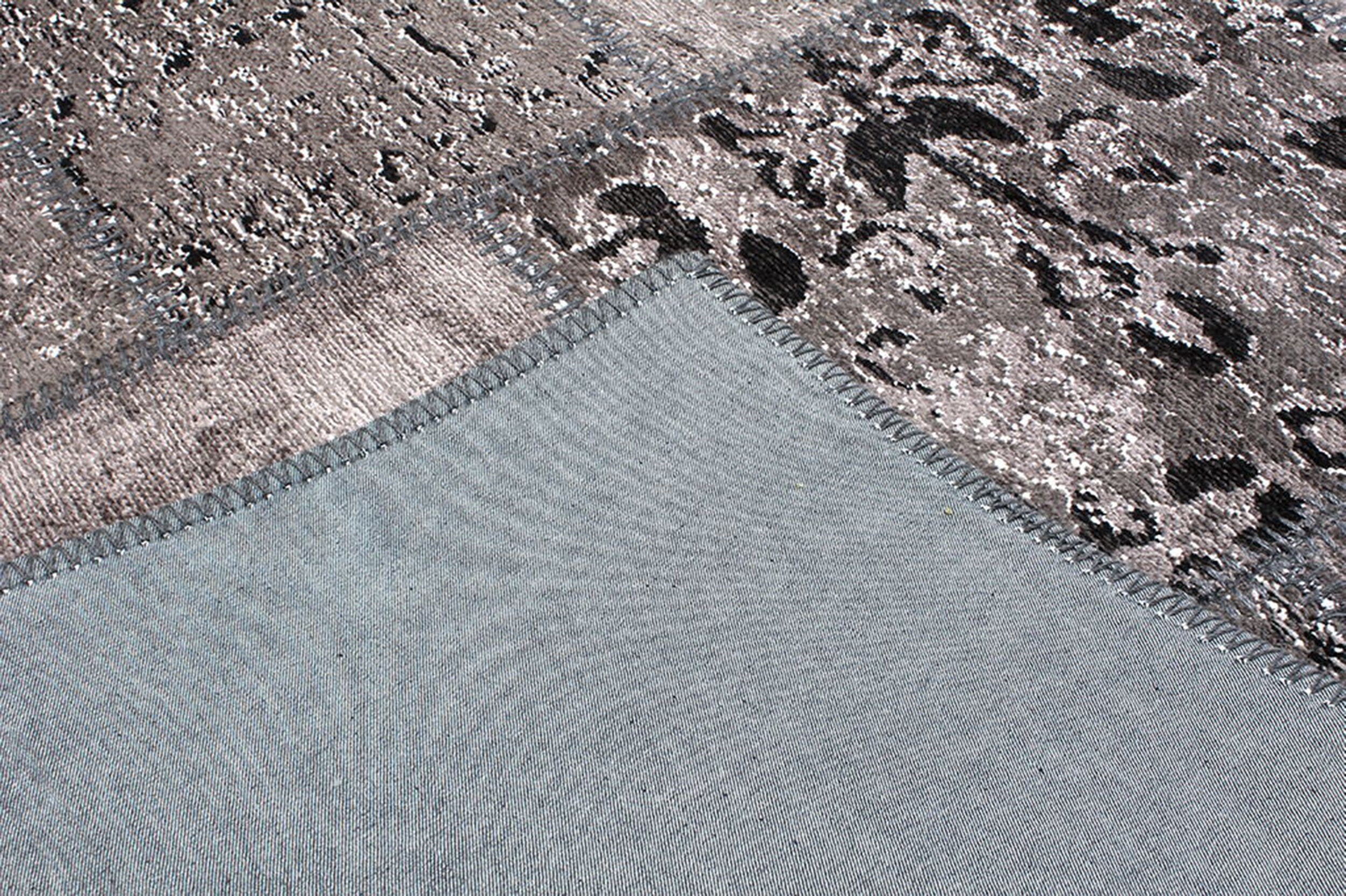Zia Distressed Patchwork Vintage Gray Black Rug