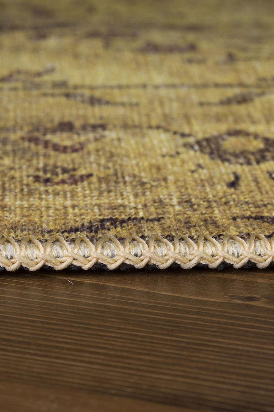 Zoya Oriental Yellow Over-dyed Brown Rug