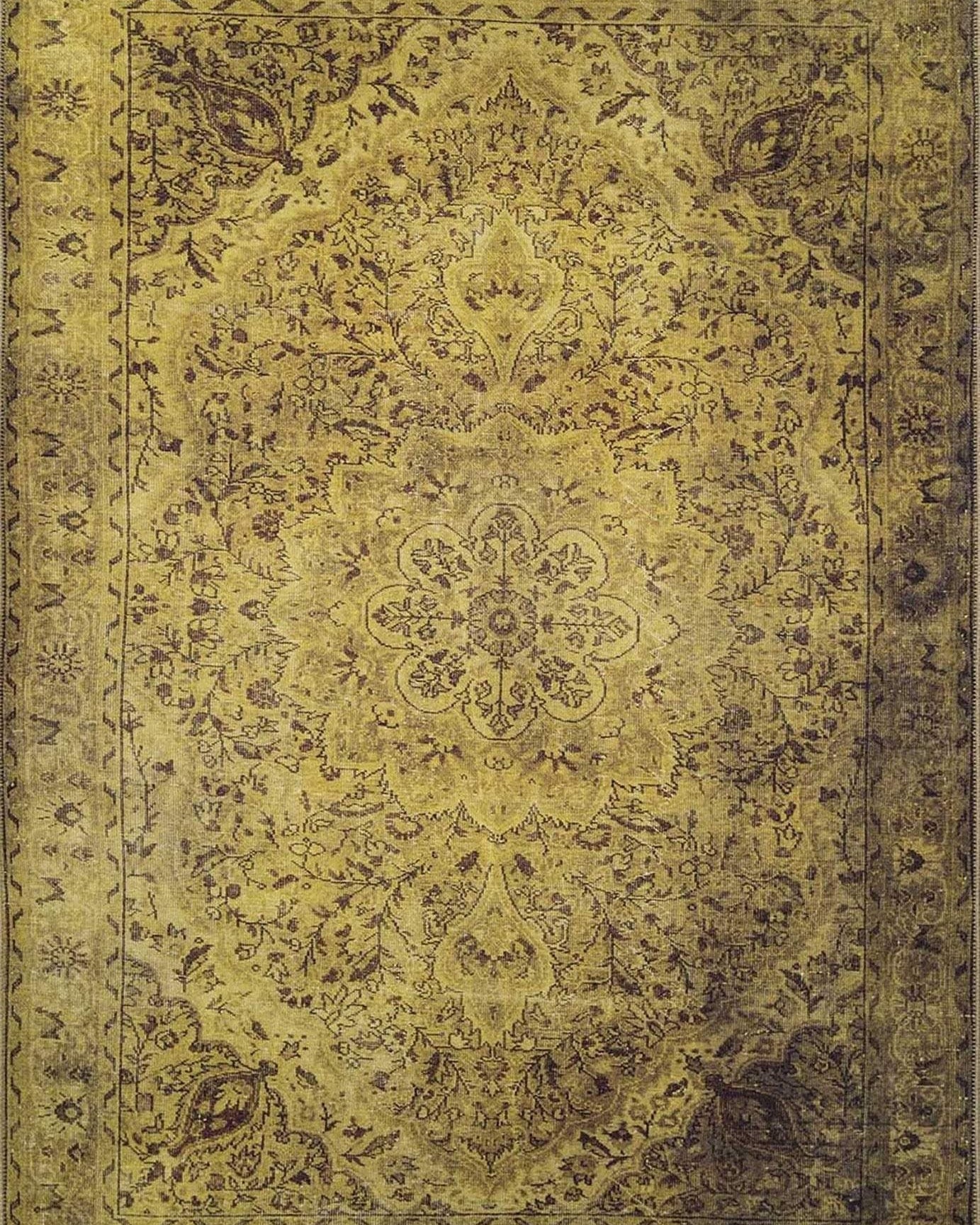 Zoya Oriental Yellow Over-dyed Brown Rug