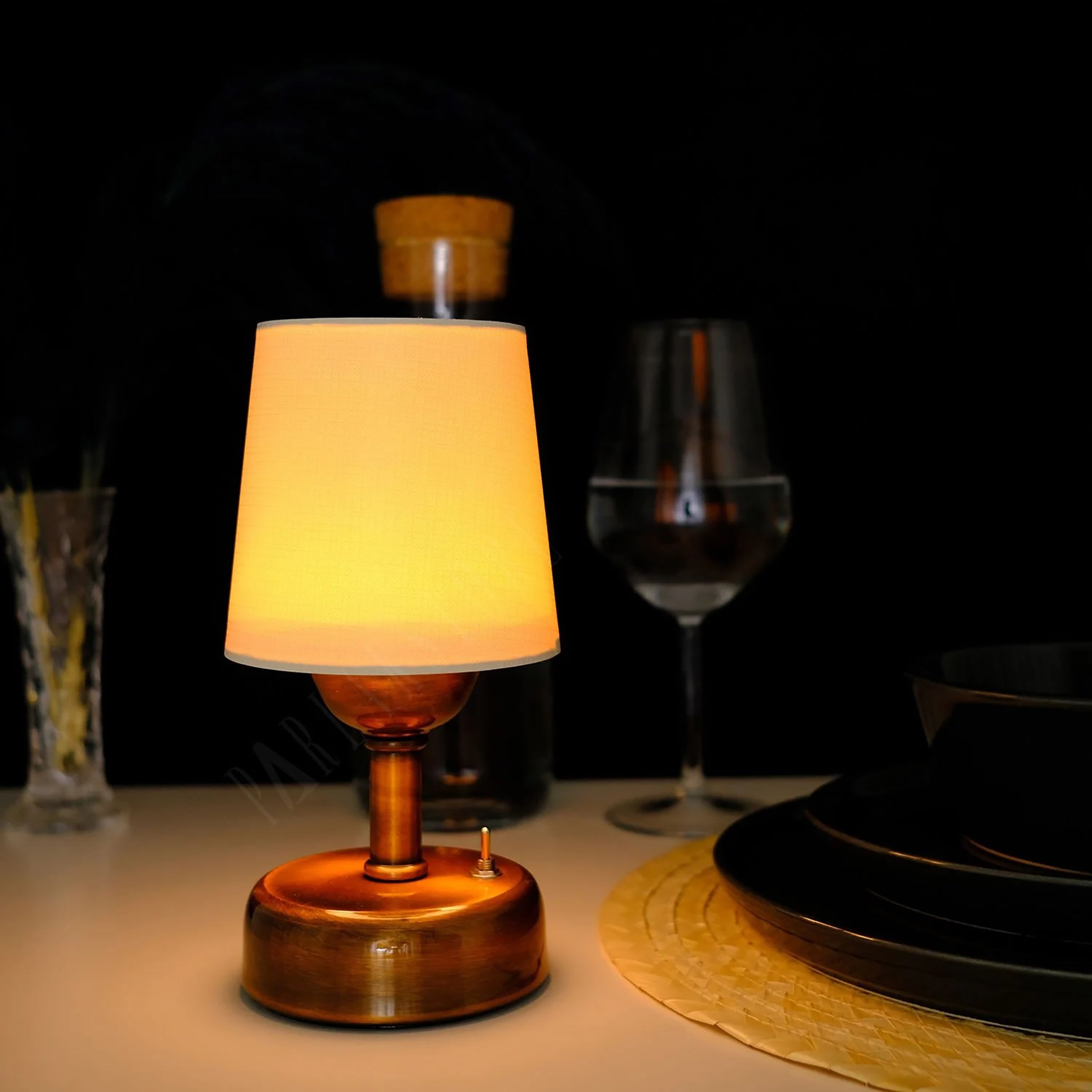8-inch Vintage Copper Cordless LED Table Lamp