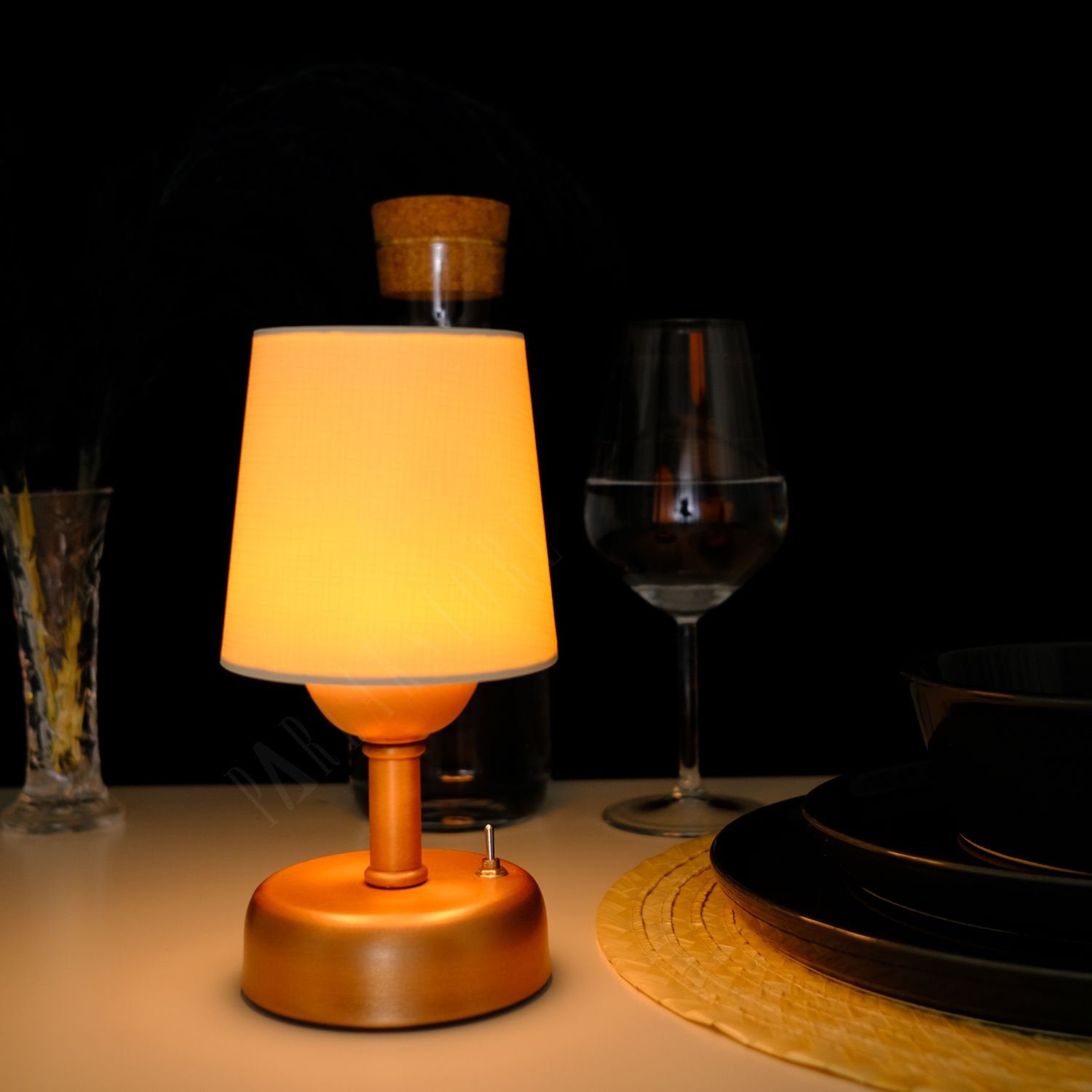8-inch Vintage Copper Cordless LED Table Lamp