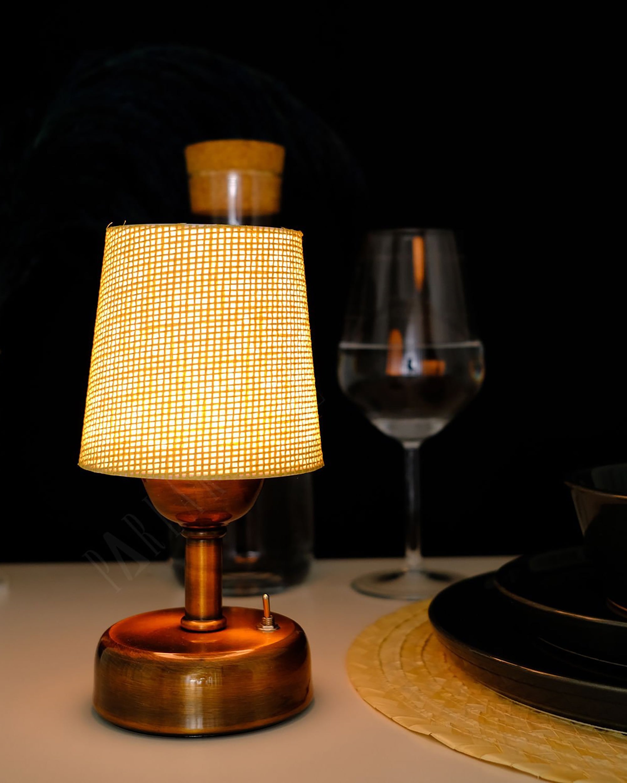 8-inch Vintage Copper Cordless LED Table Lamp