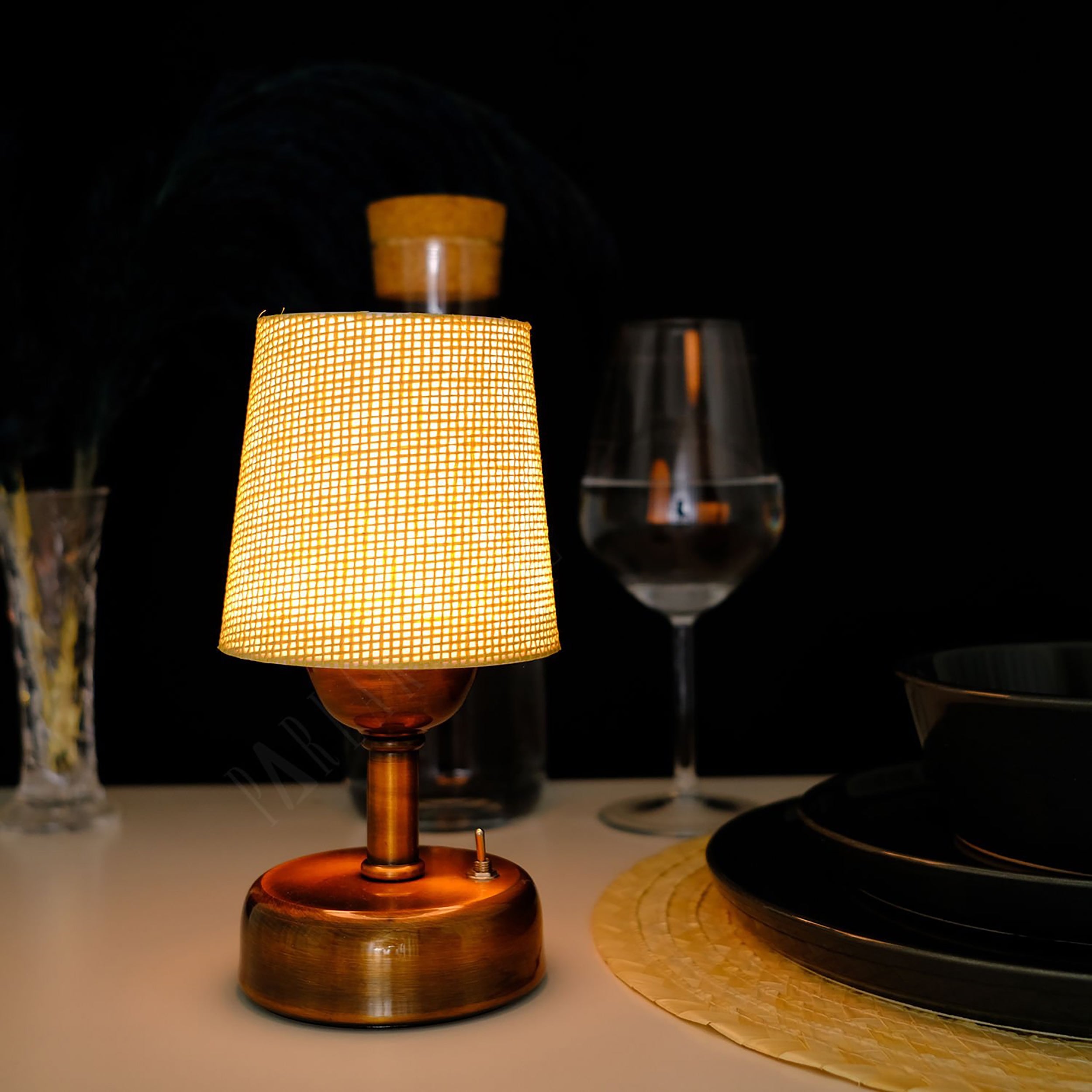 8-inch Vintage Copper Cordless LED Table Lamp
