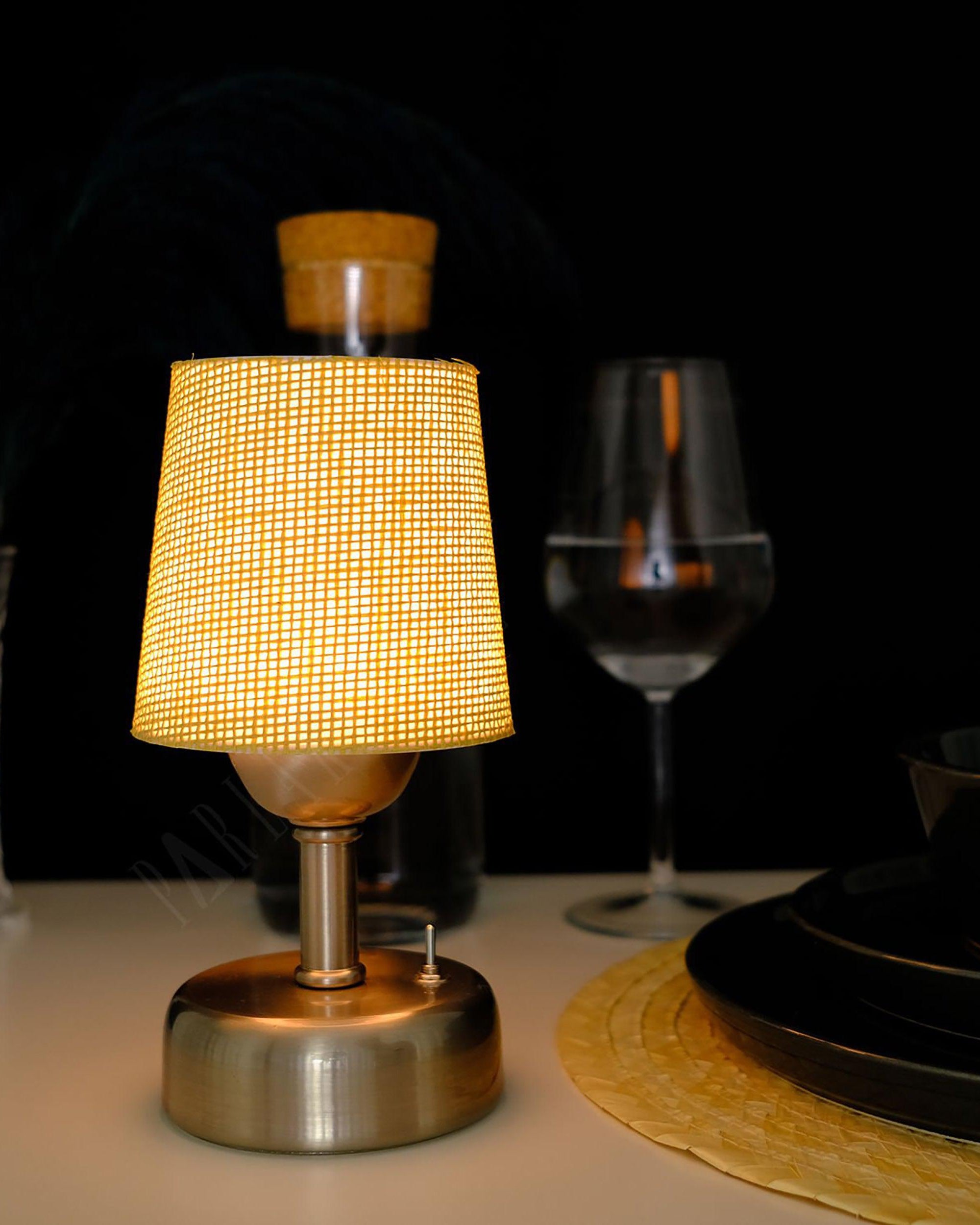 8-inch Vintage Silver Cordless LED Table Lamp