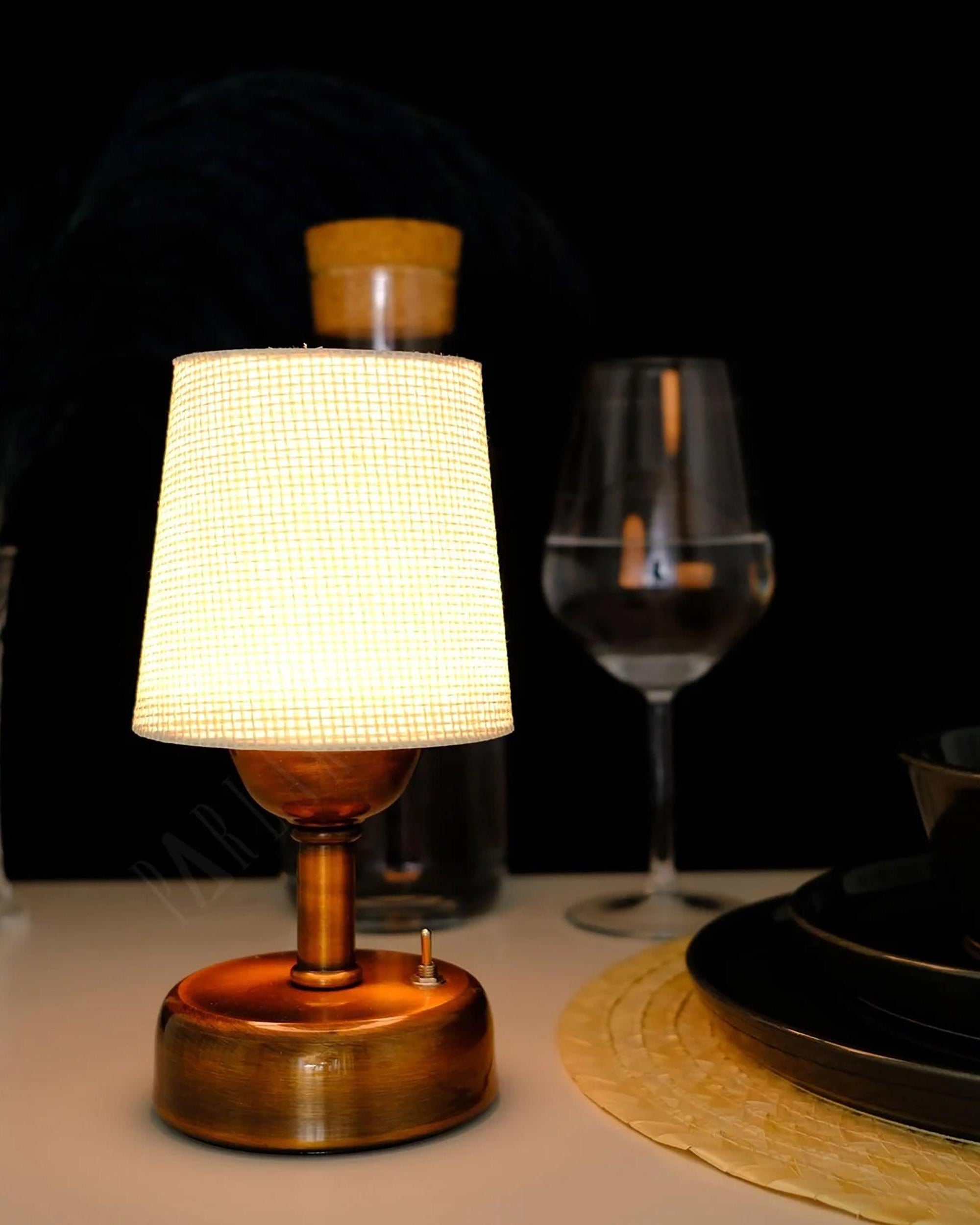8-inch Vintage Copper Cordless LED Table Lamp