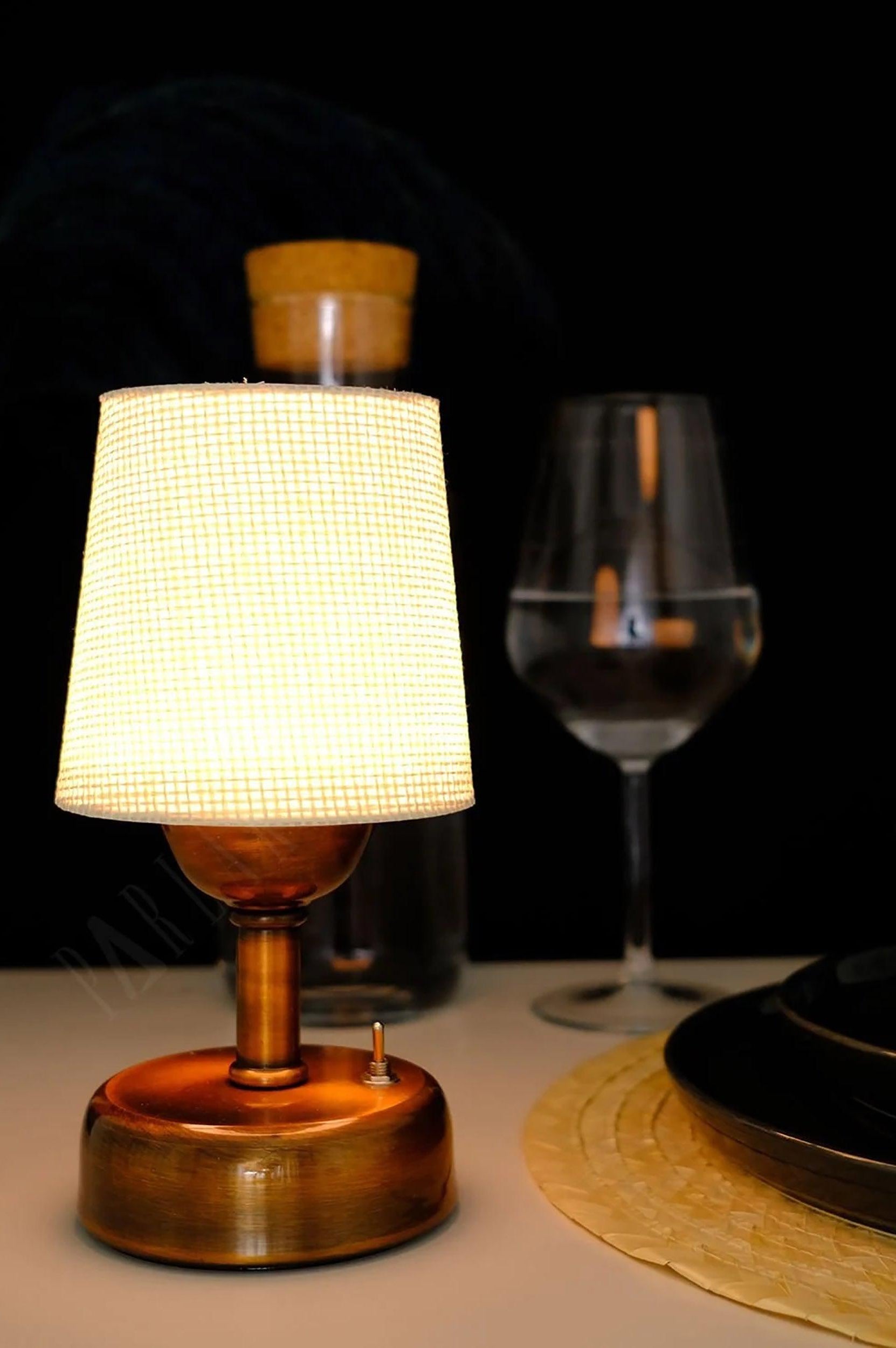 8-inch Vintage Copper Cordless LED Table Lamp