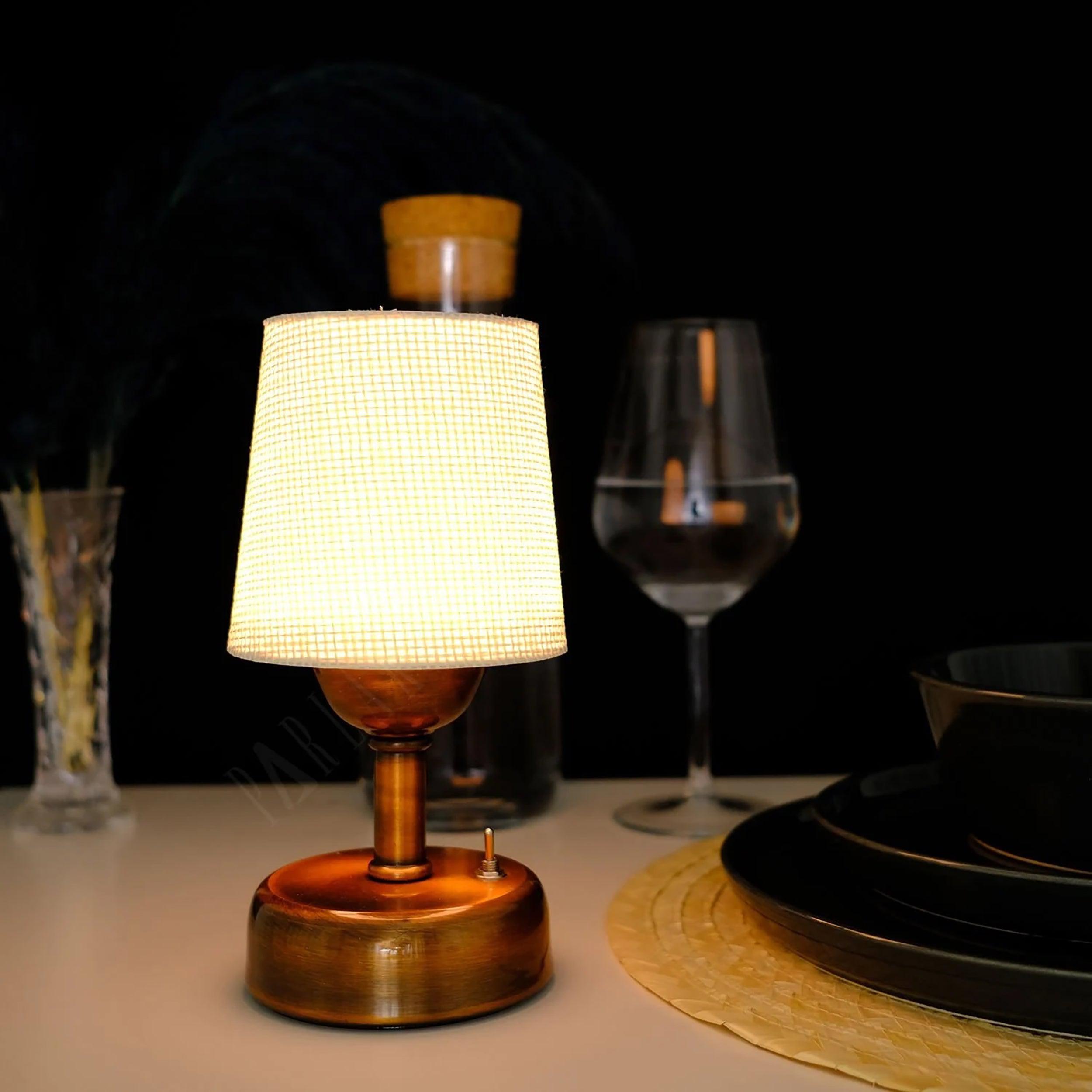 8-inch Vintage Copper Cordless LED Table Lamp