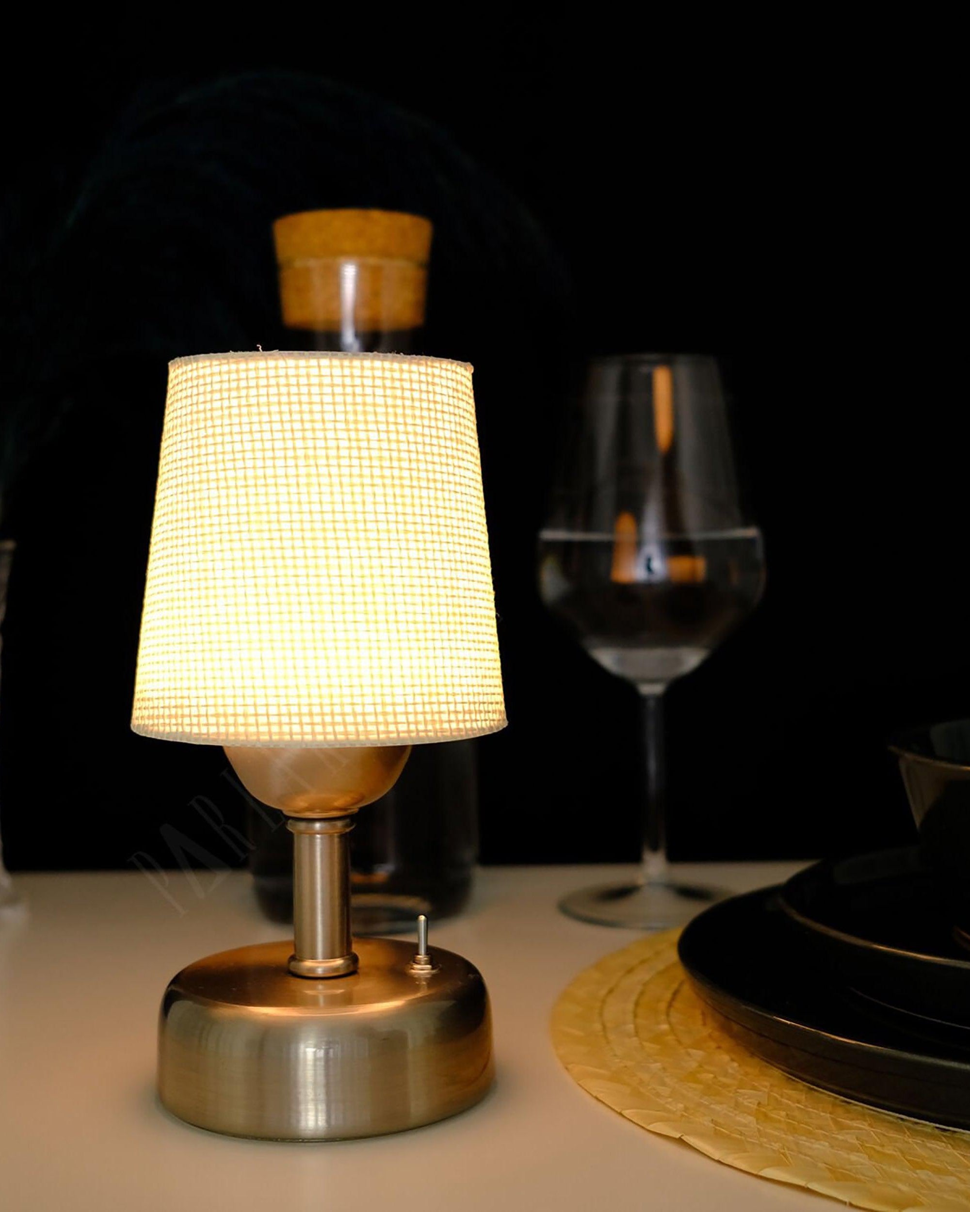 8-inch Vintage Silver Cordless LED Table Lamp