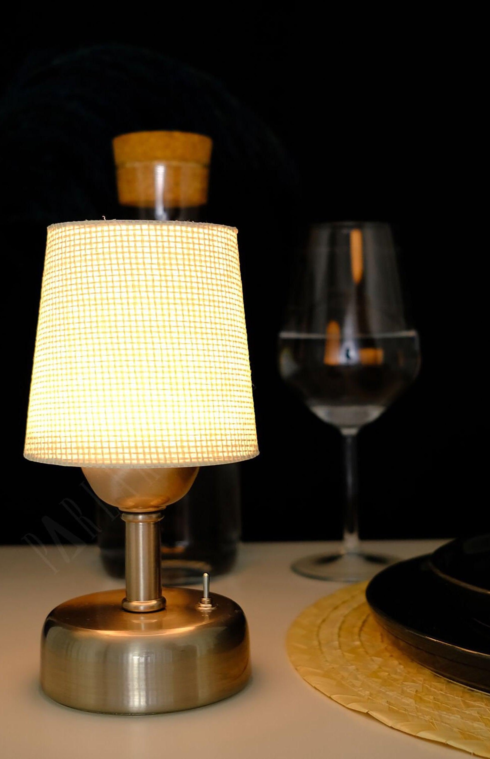 8-inch Vintage Silver Cordless LED Table Lamp