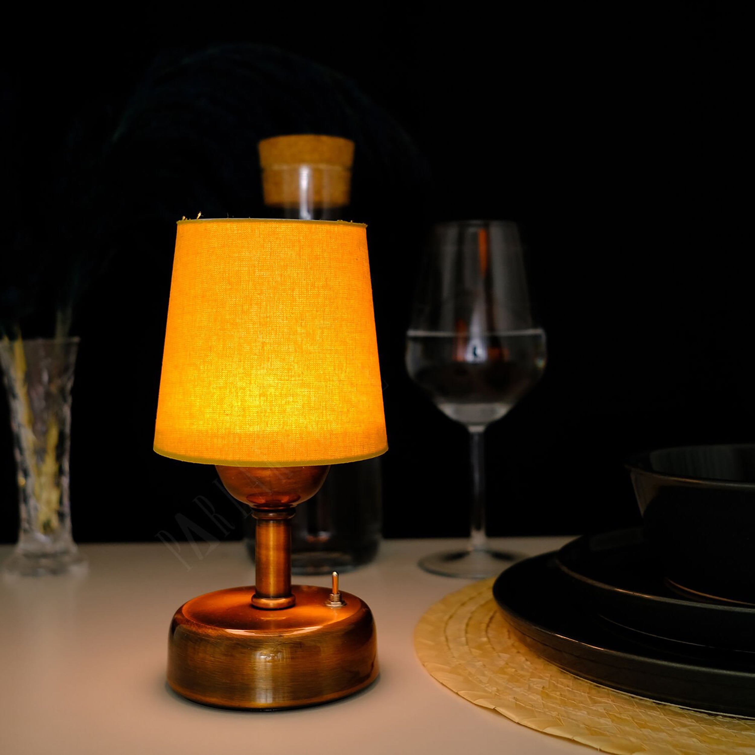 8-inch Vintage Copper Cordless LED Table Lamp