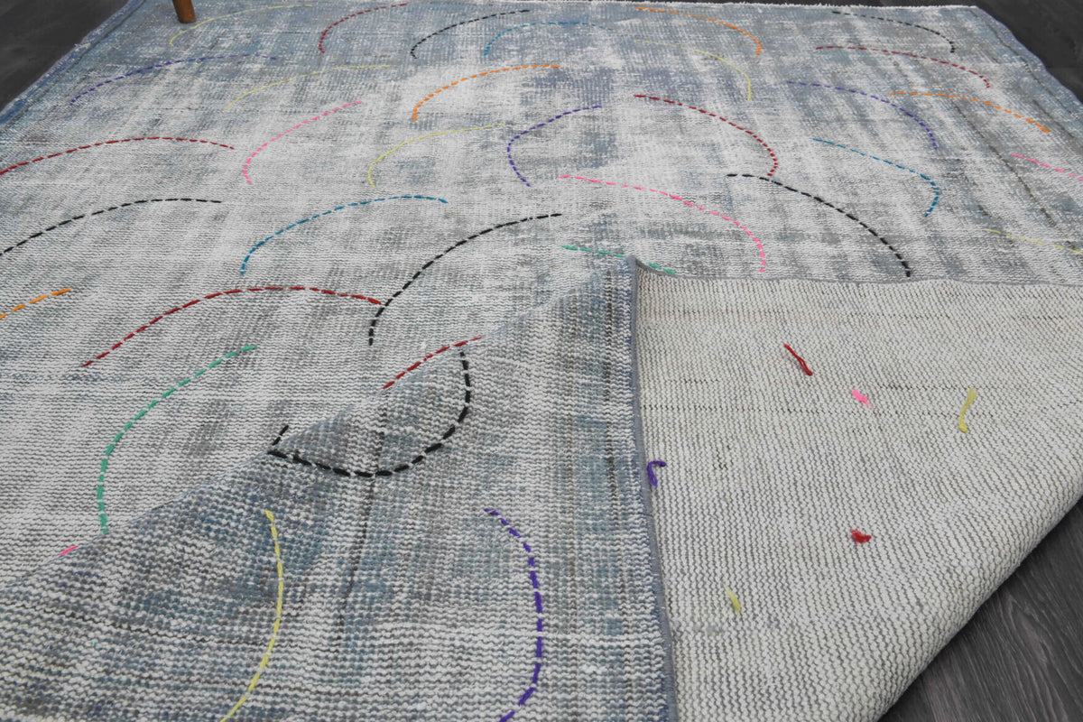 Aglaolyra – vintage solid rug for living room or bedroom, 5'10" x 8'10" (177x270 cm)
