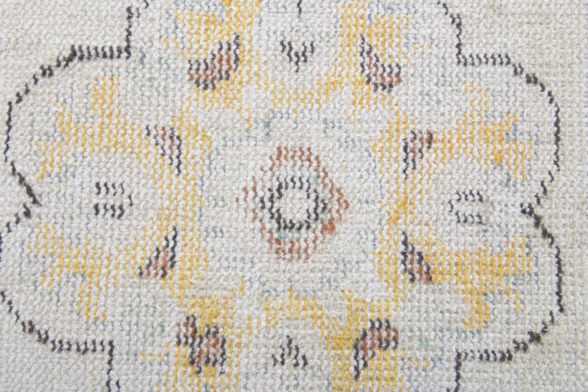 White Antique Oushak Runner Rug