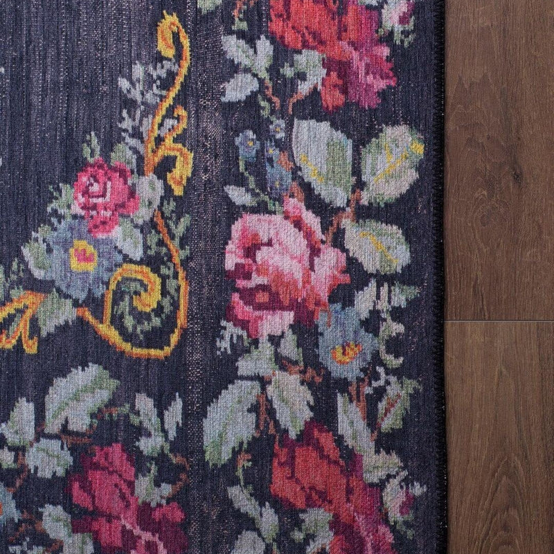 Gul Turkish Floral Red Pink Green Rug