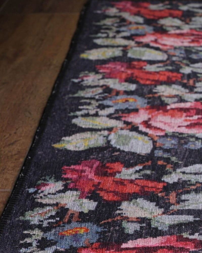 Gul Turkish Floral Red Pink Green Rug