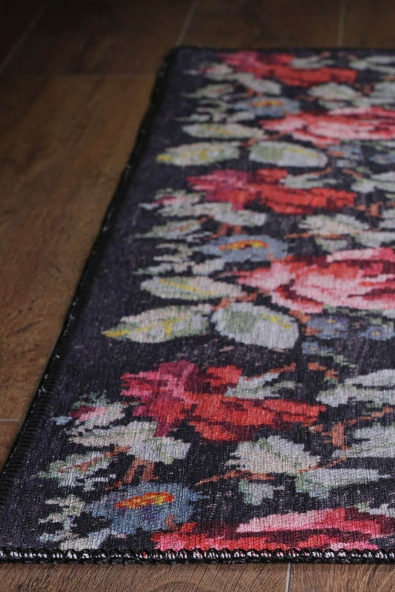 Gul Turkish Floral Red Pink Green Rug
