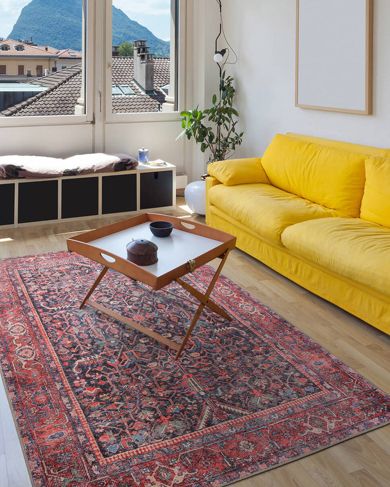 Luna Oriental Floral Red and Blue Rug