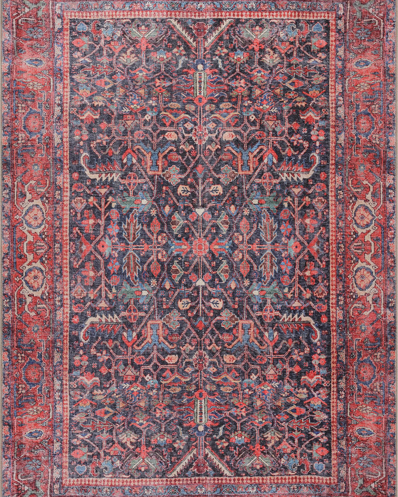 Luna Oriental Floral Red and Blue Rug